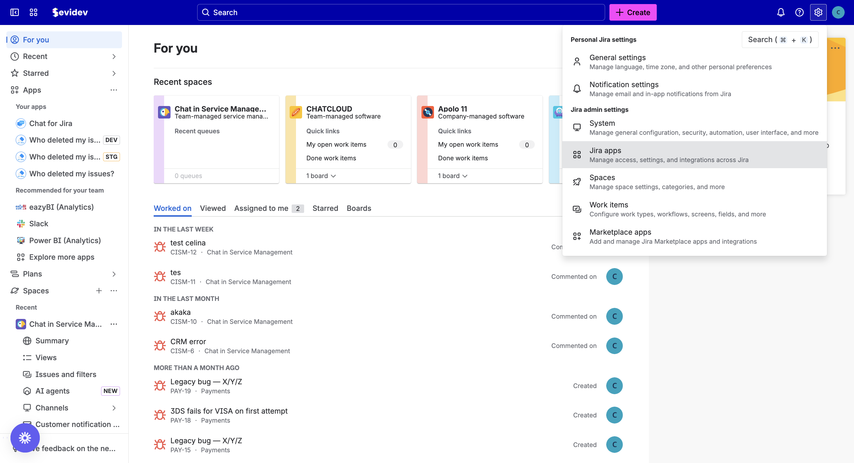 Select Marketplace apps in Global Settings to manage and extend Jira functionality.