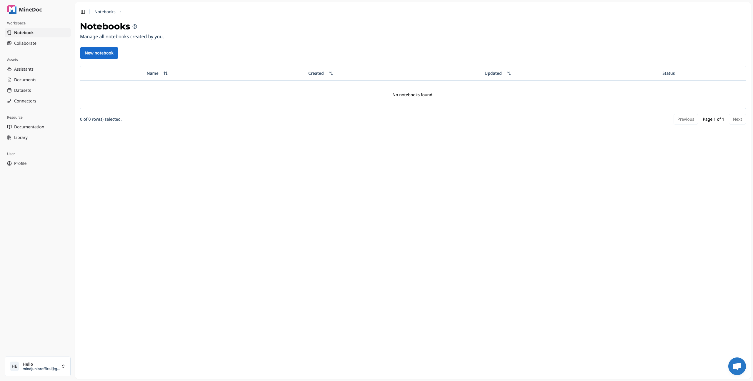 Start by creating a new notebook to launch your analytics project.