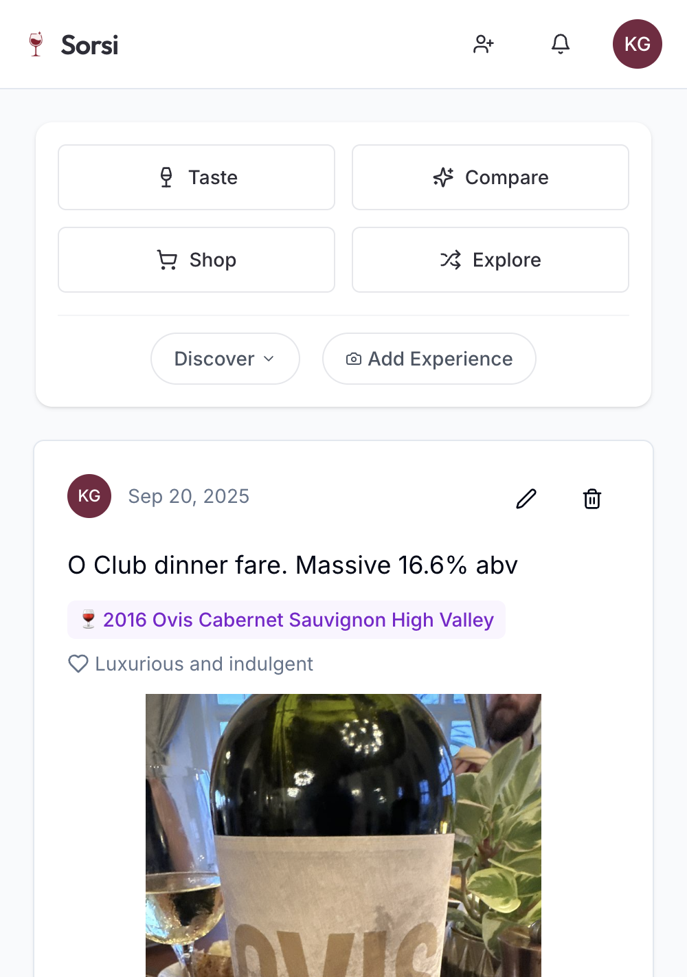 Tap Taste to start chatting with Sorsi.