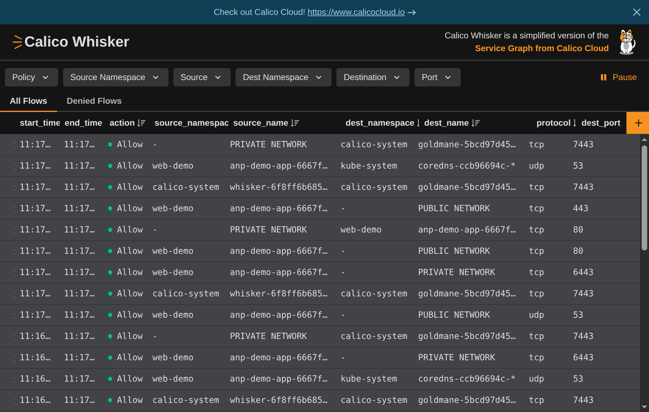 Start by opening the Policy filter to quickly focus on specific network policies and streamline your network flow analysis.