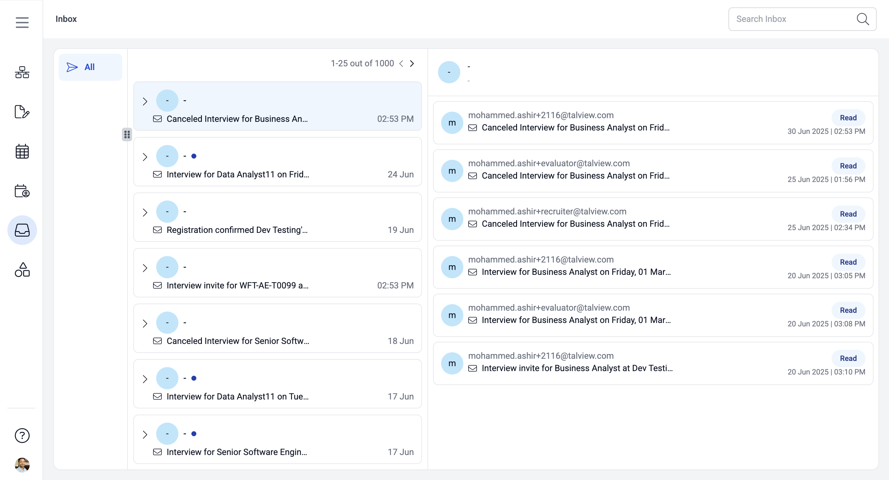 Click the Search Inbox bar to quickly find any email or information you need.