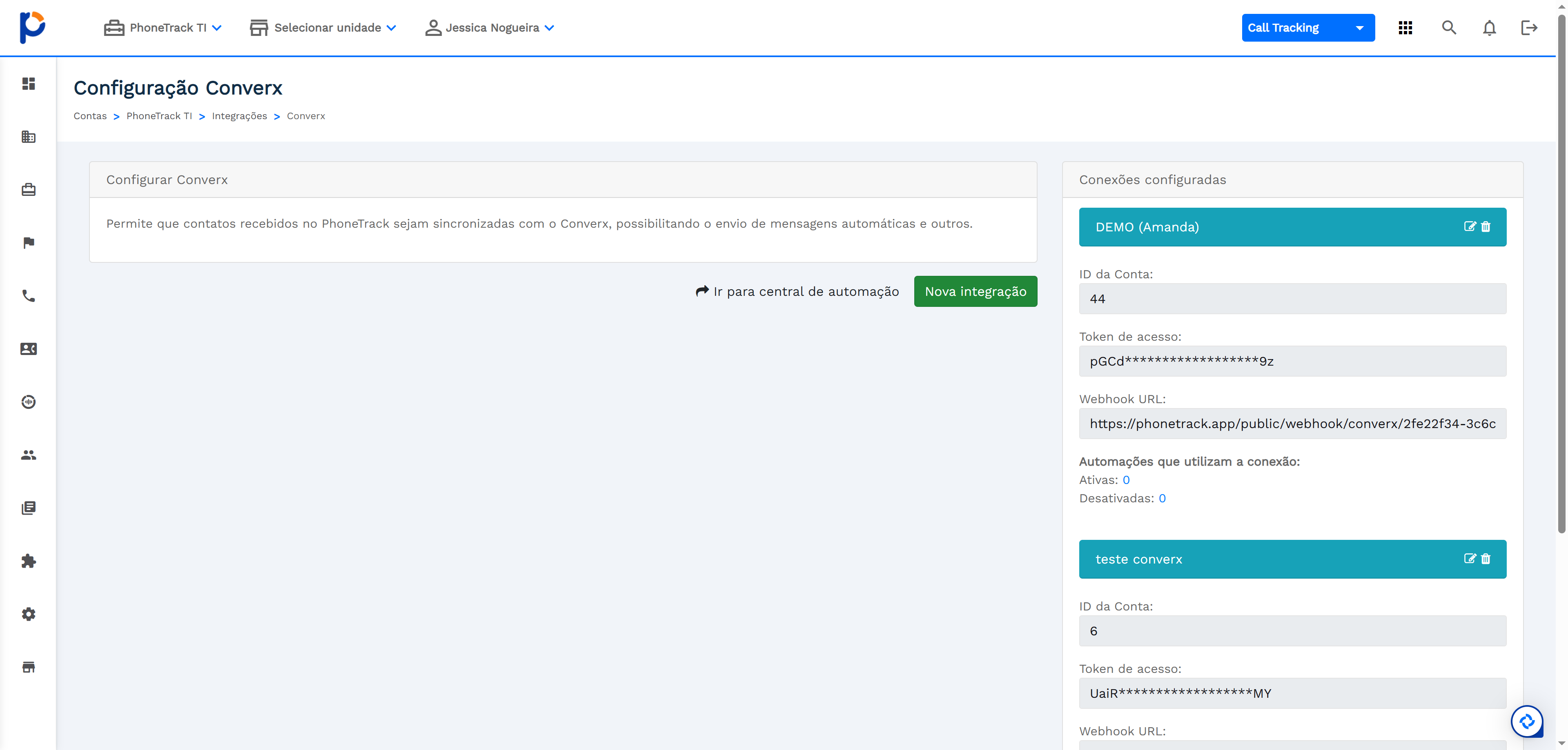 Clique em "Nova Integração".