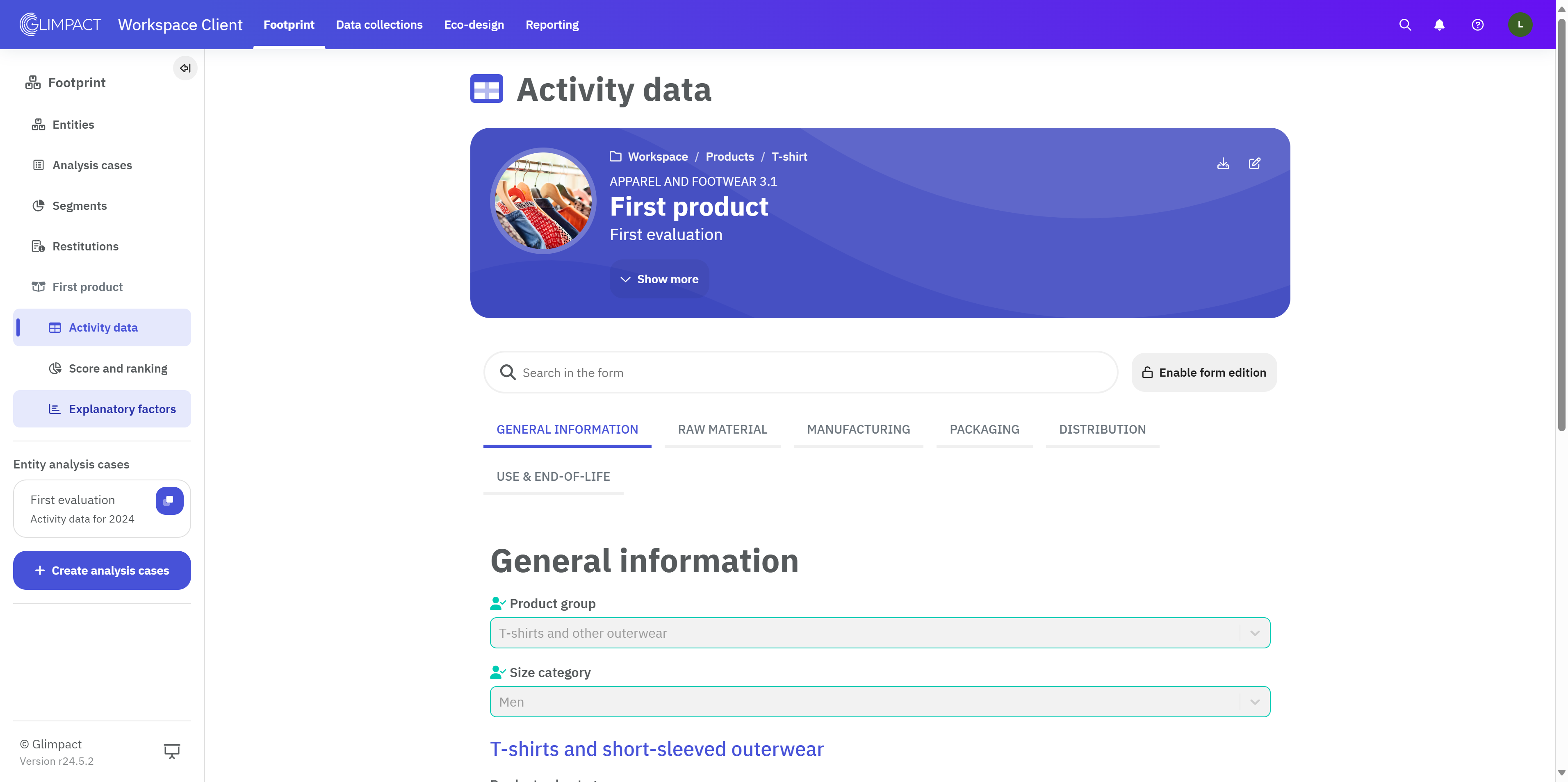 First, open the **Explanatory factors** page