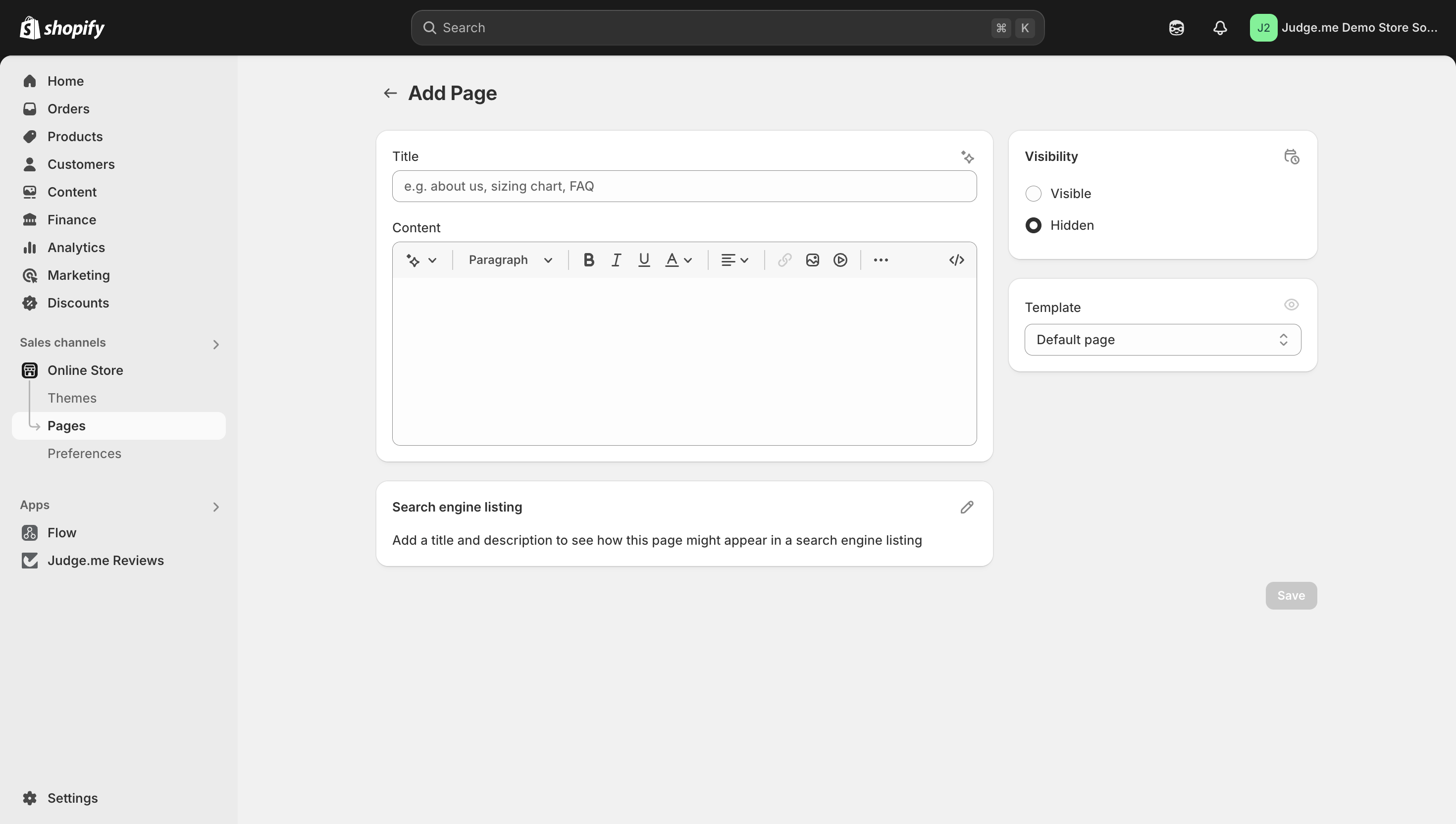 Give your page a name, for example "Happy Customers".