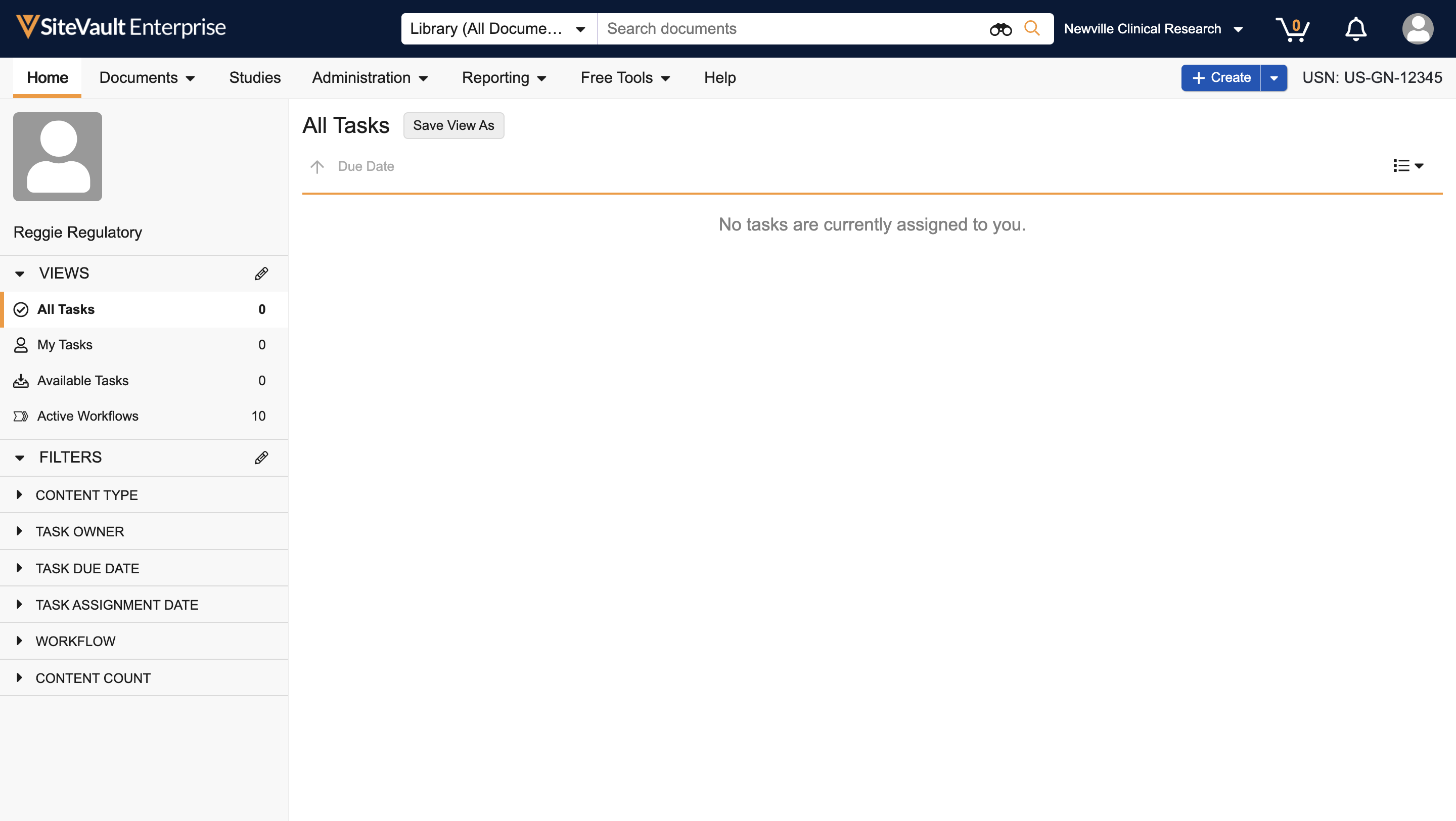 To create a study, select the **Studies** tab

Only Site Administrators have the ability to create studies