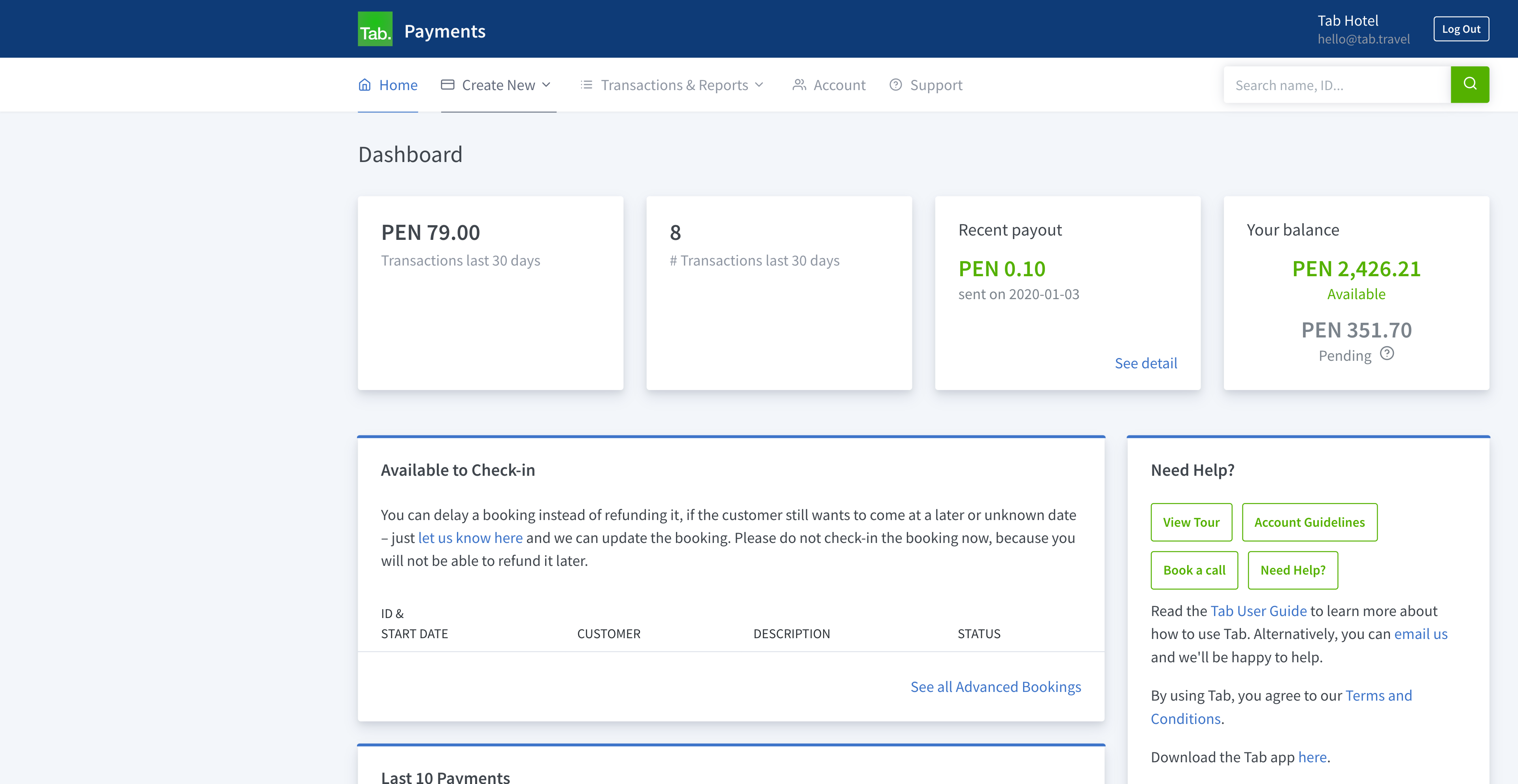 Click on 'Create New' to find the Advance Booking: Send Payment Link feature
