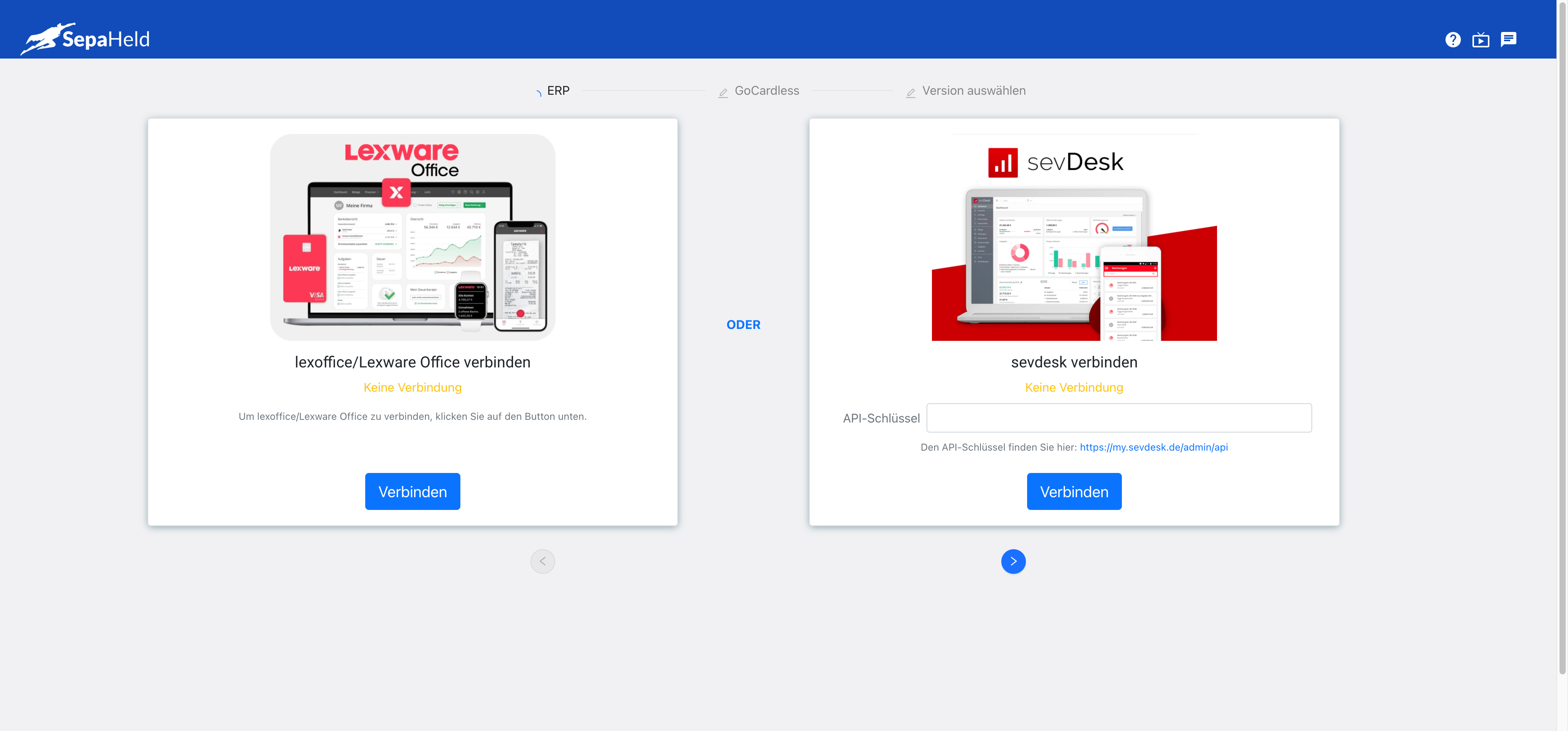 Hinterlegen Sie Ihren Sevdesk API-Key