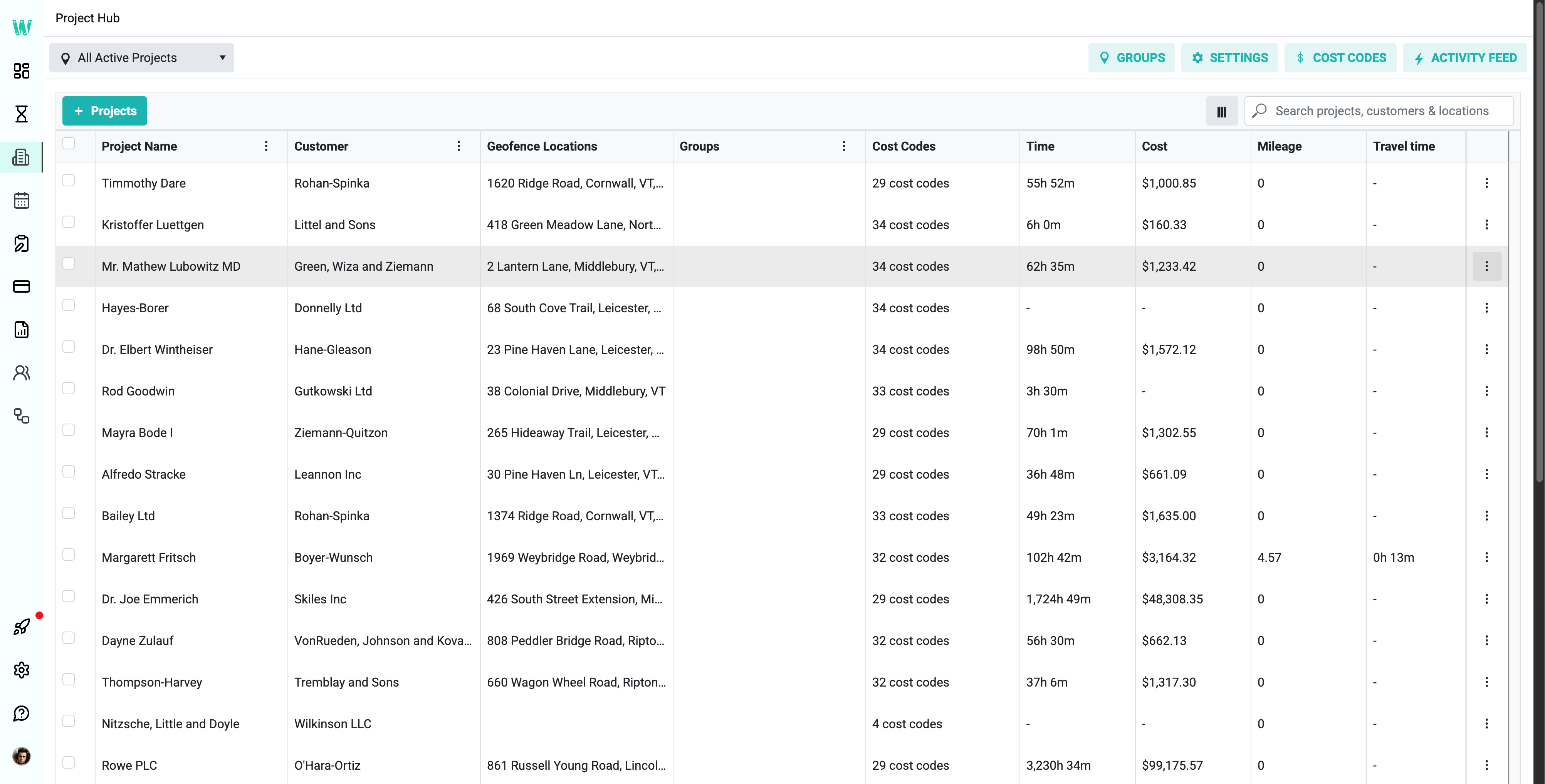 From the project hub, click on the more menu item