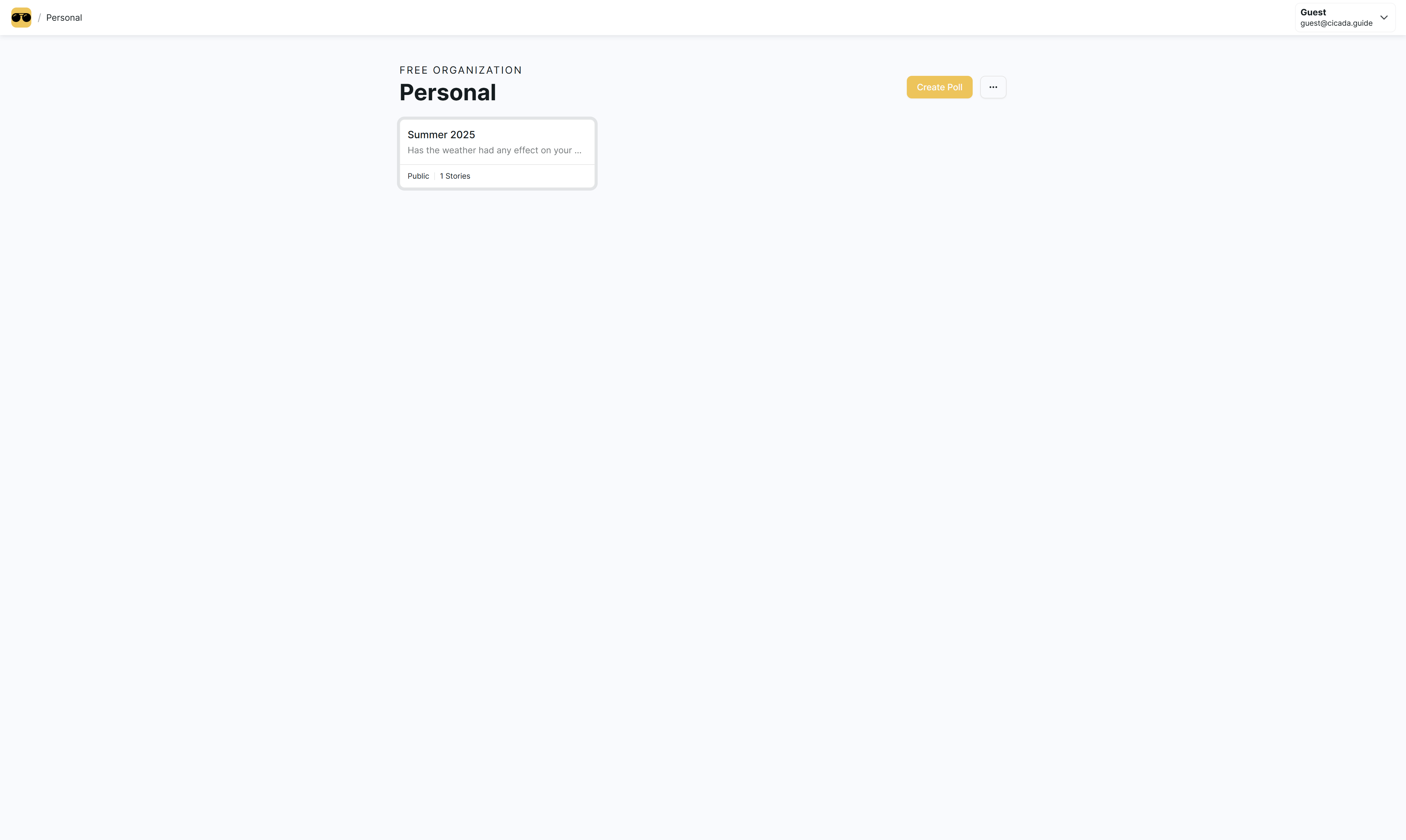 Click the Create Poll button to start setting up a new poll for your organization.