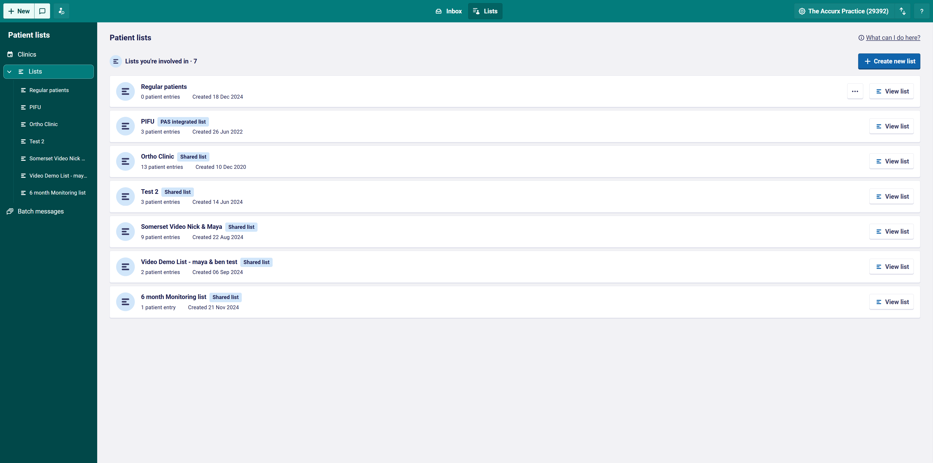 To create a list click "create new list"