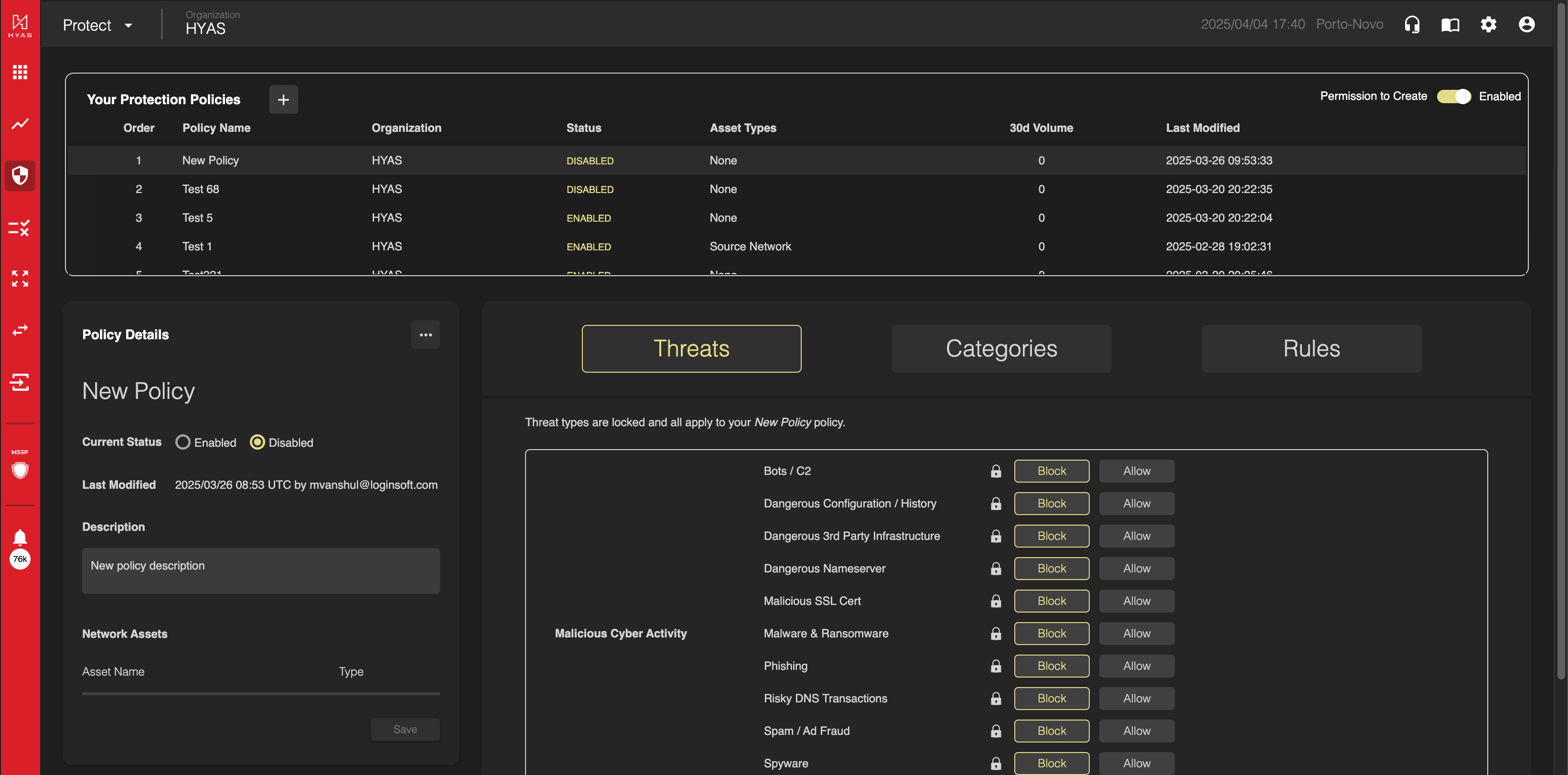 HYAS Protect completely reimagined **Policy Management** making it easier and more efficient to create and apply security policies. It starts with this new dashboard.
