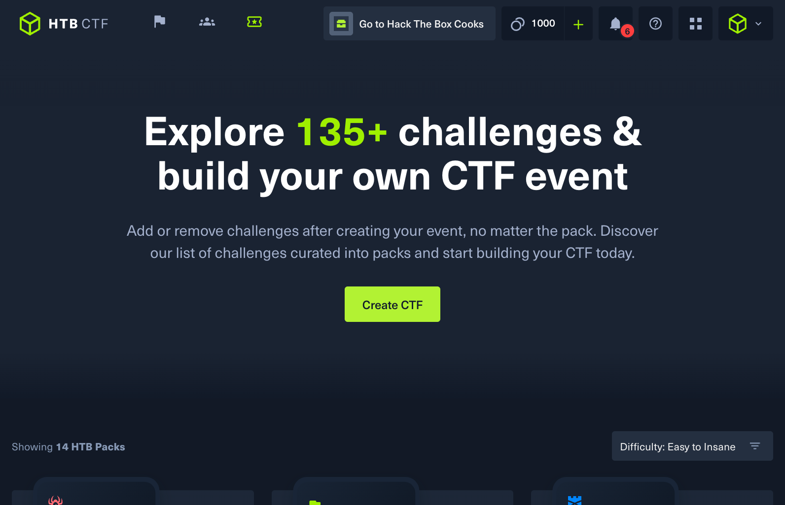 Within the CTF Marketplace, start by creating a new CTF event