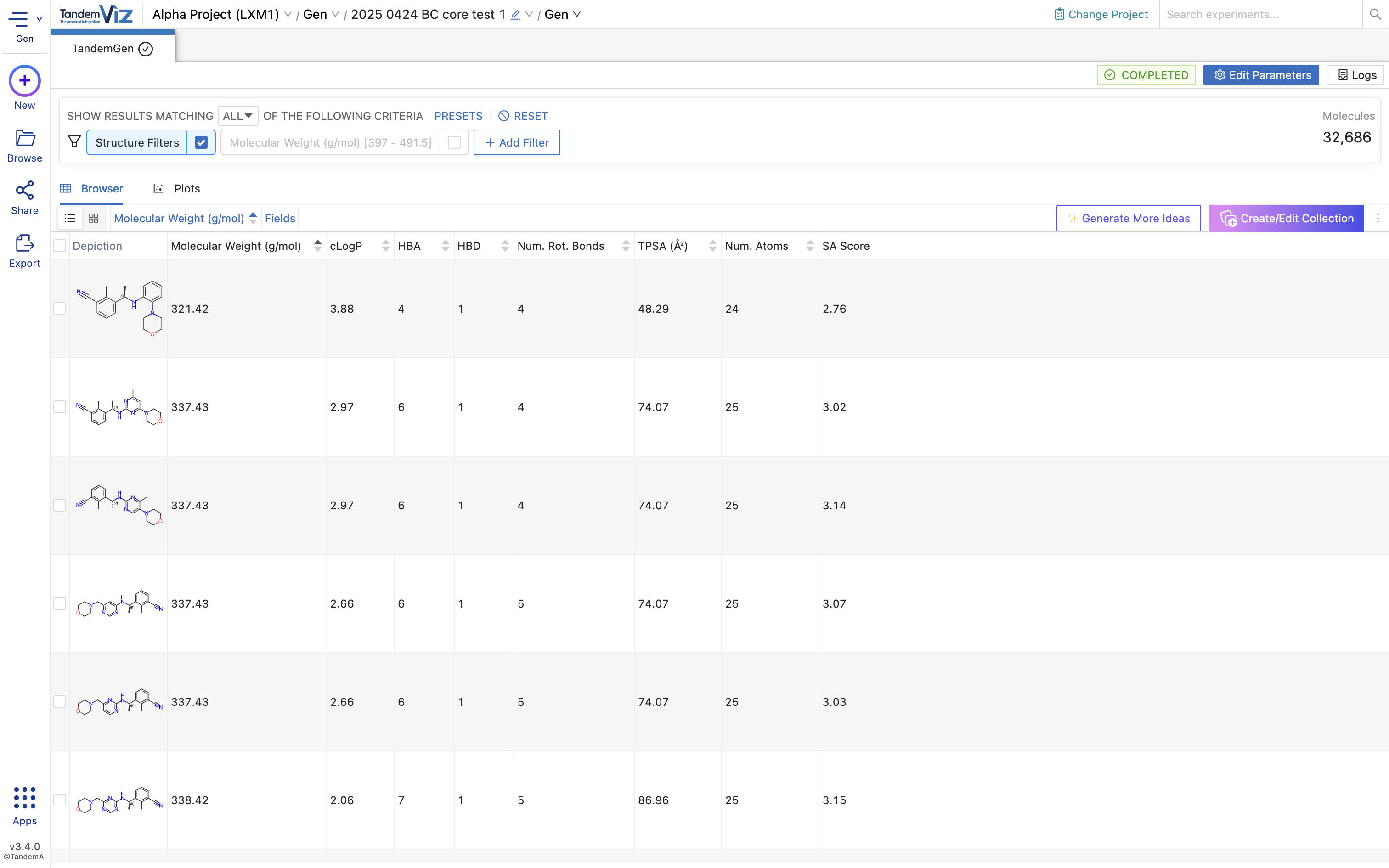 Let's create a new substructure search query