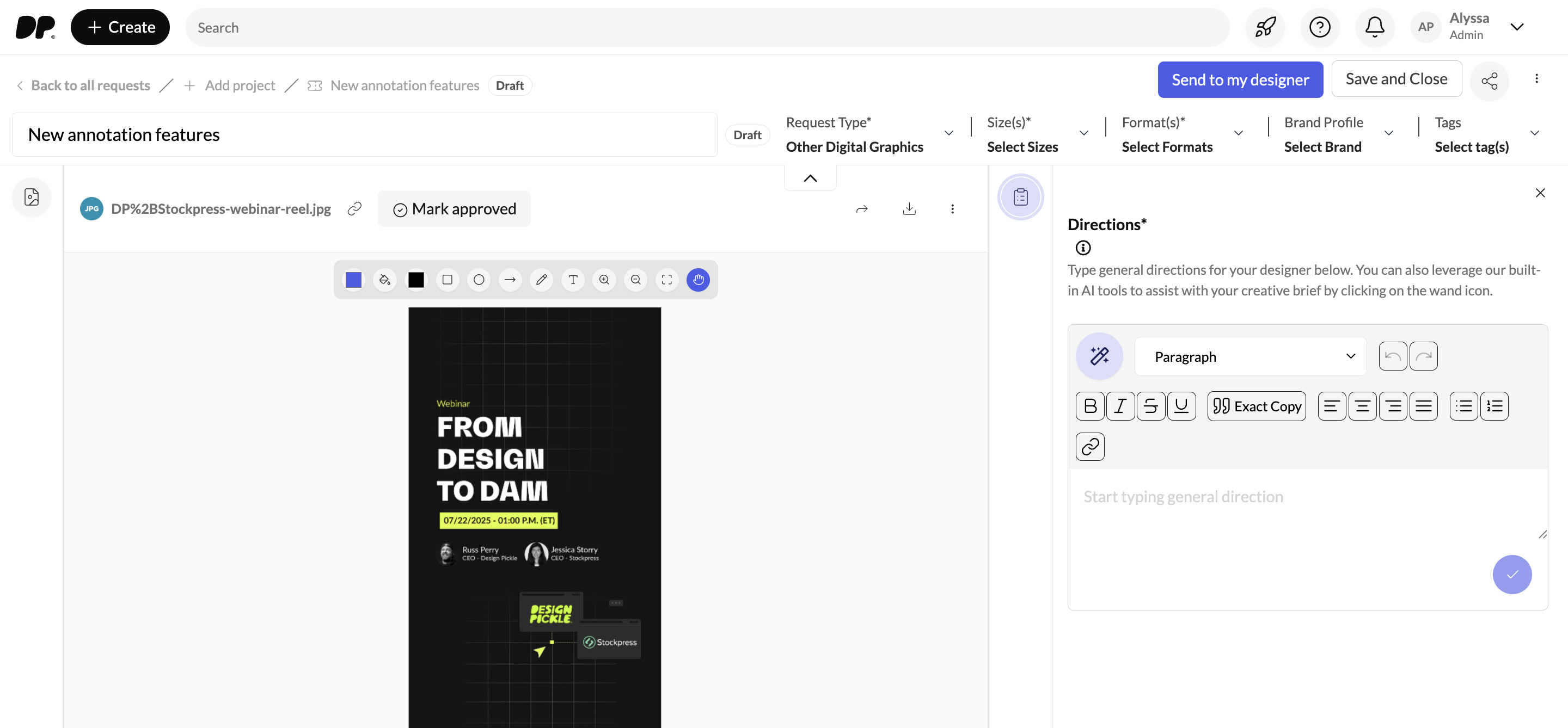 Select a tool of your choice to highlight important areas.