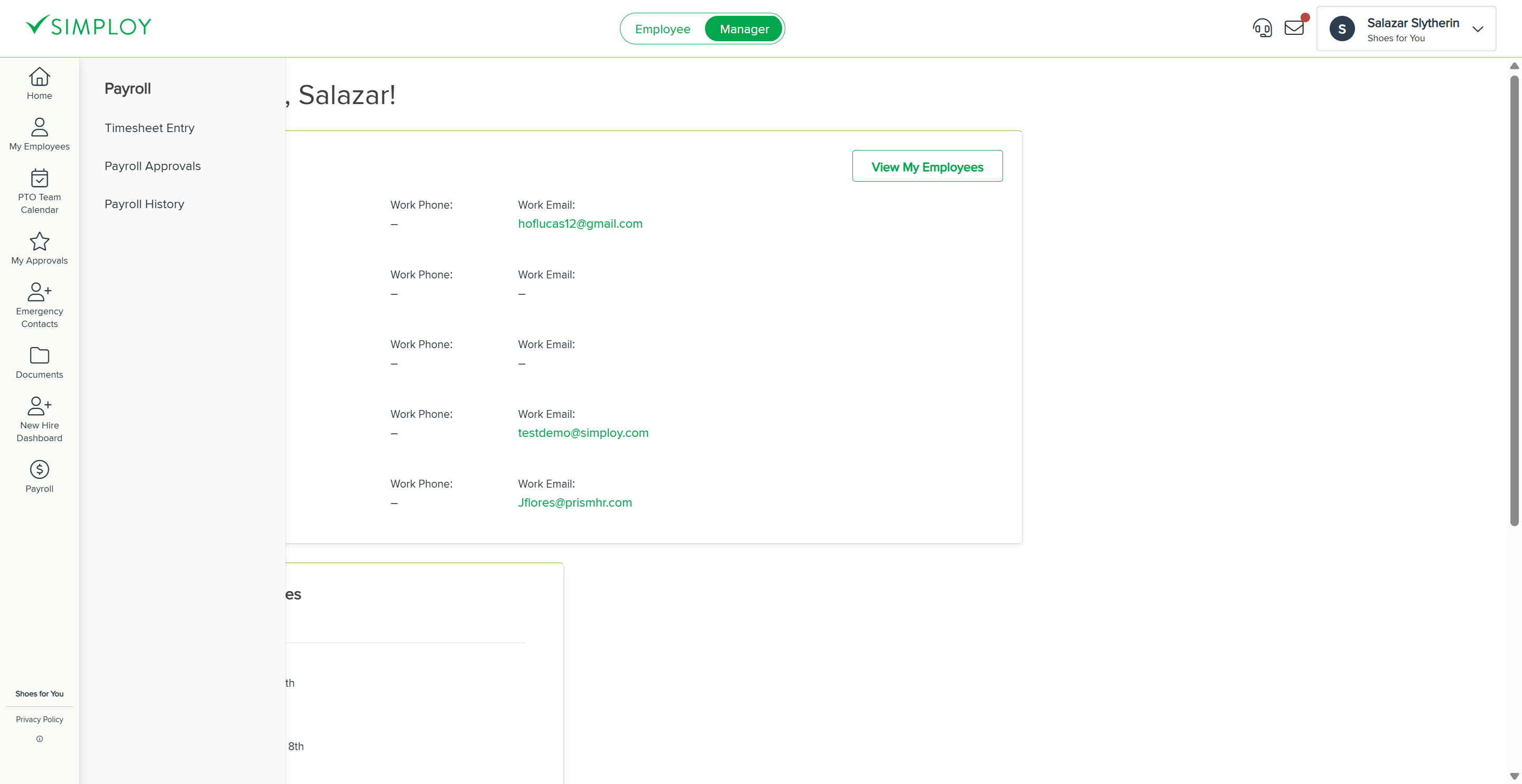 Open the Payroll History to view past payroll periods and records.