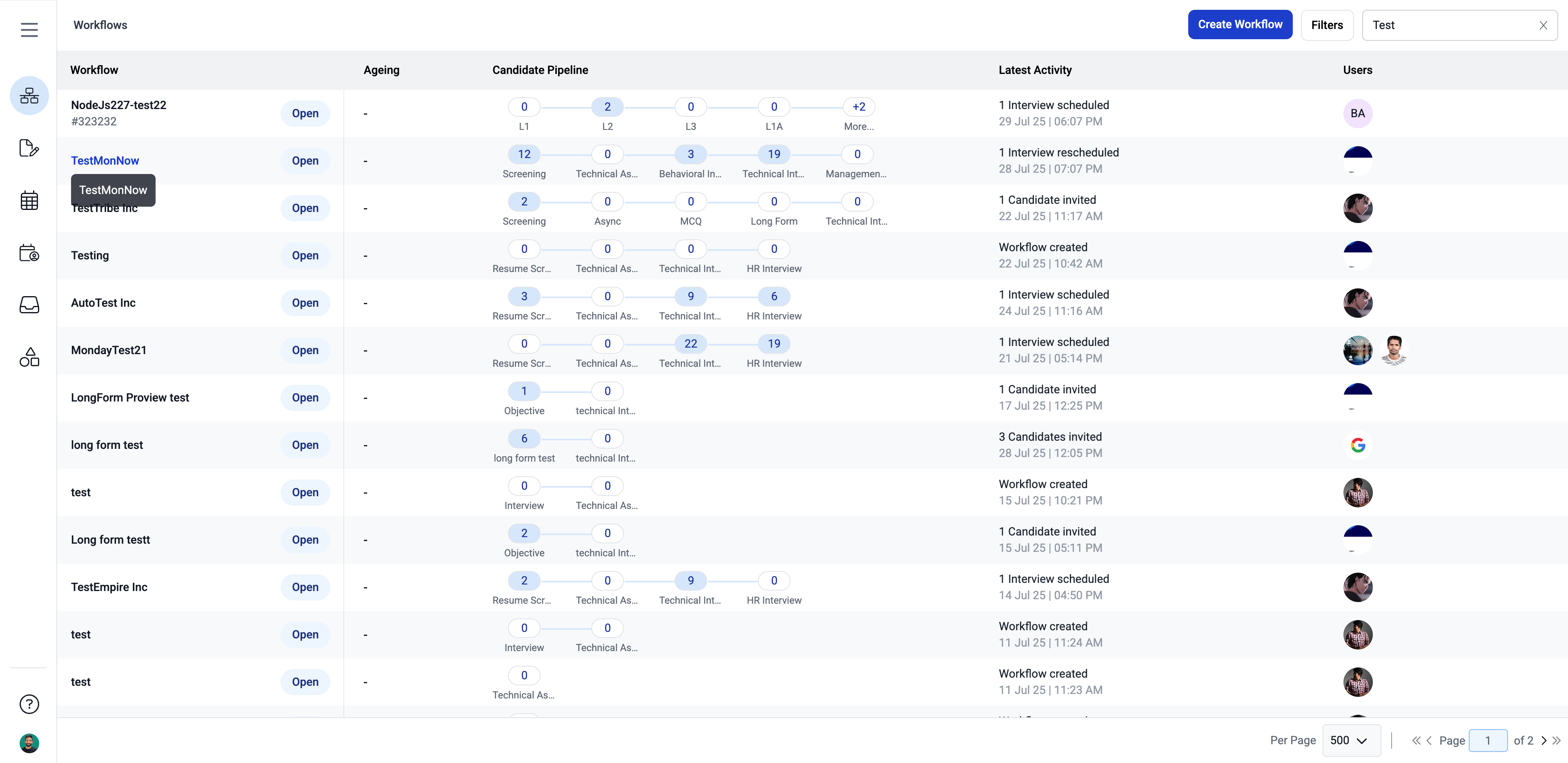 Select your workflow to check the face authentication details
