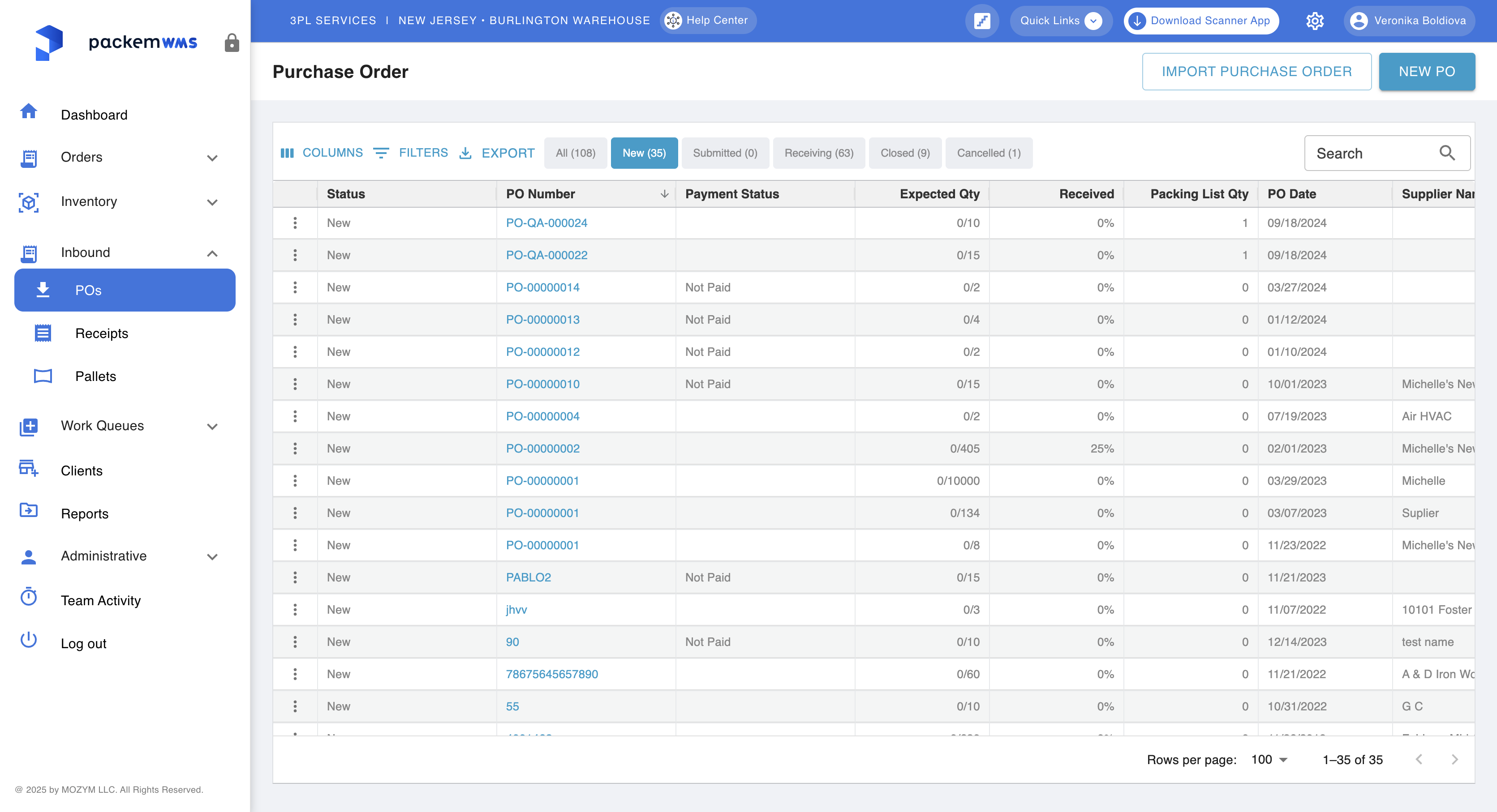 Purchase Order (PO) is a record to let you or your customer know of the products that are coming in to the warehouse.