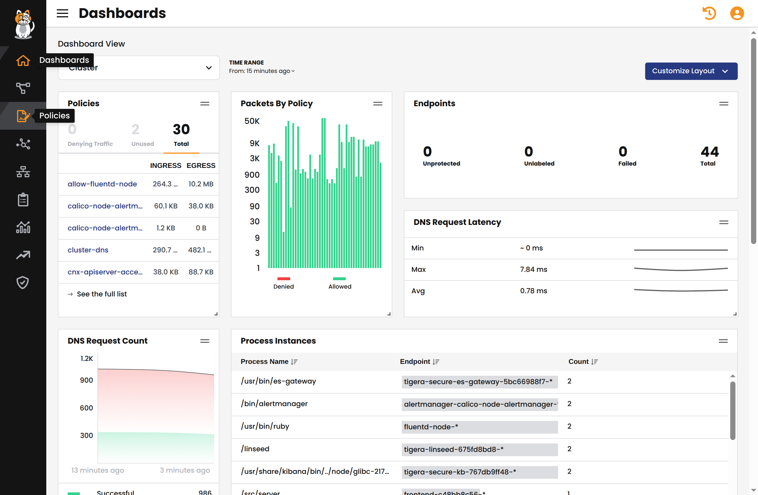Start by navigating to the Policies section to access an overview of your network and security policies.
