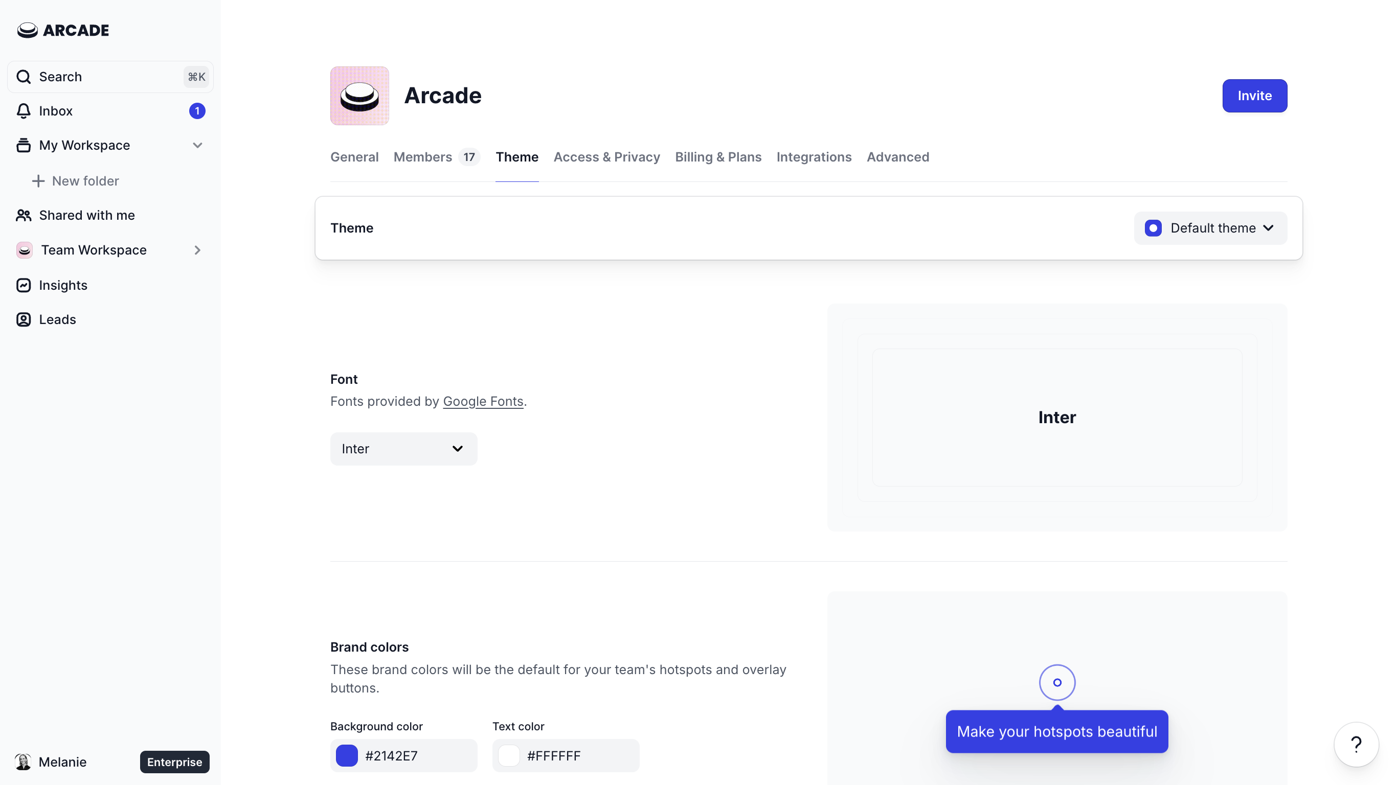 Themes allow teams to add tracking, personalization, and branding to multiple Arcades versus having to set up every time. 

This ensures brand consistency and saves time. 