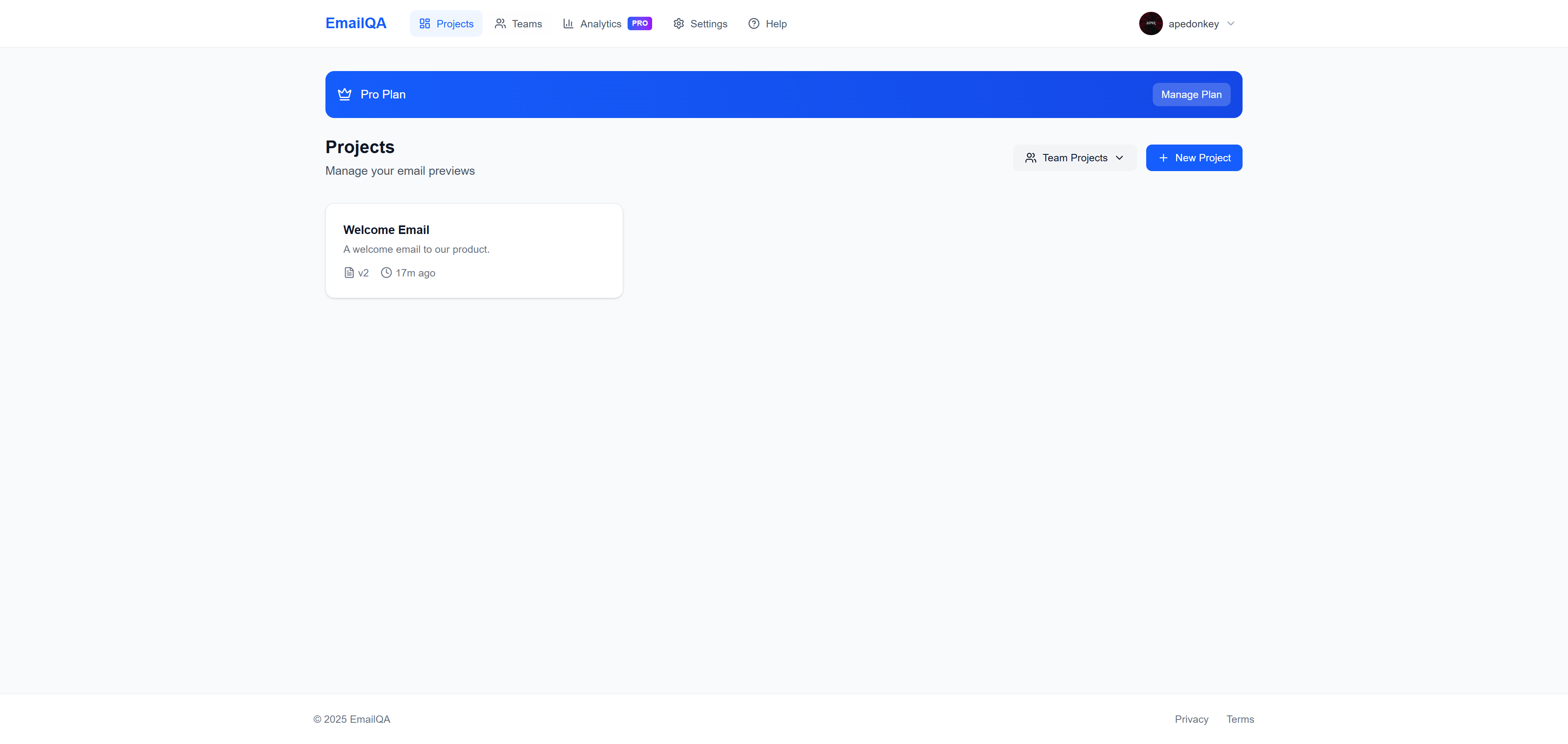 Select the Teams tab to manage team collaboration and access shared projects.