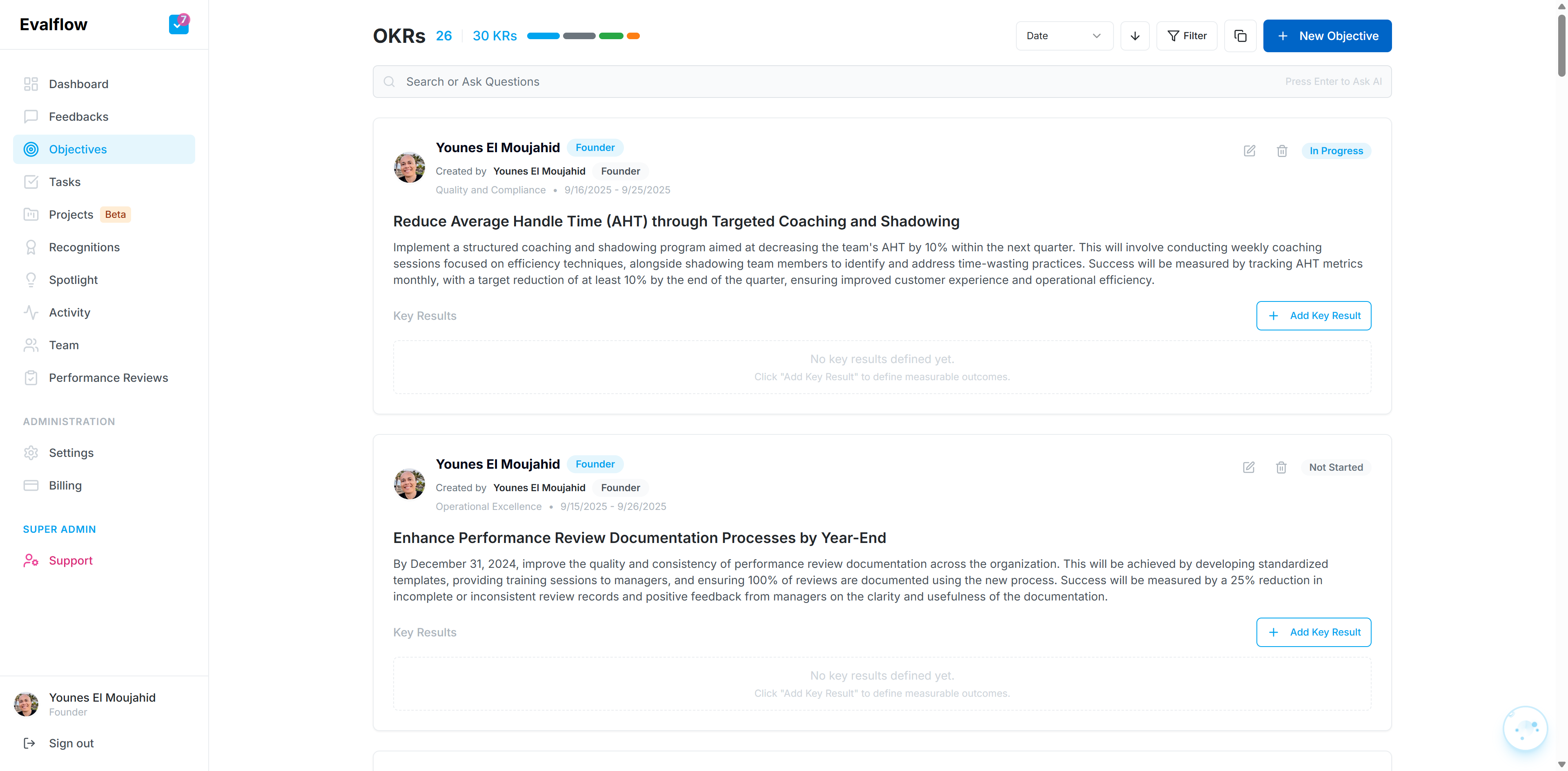 Begin by navigating to the Objectives section from the sidebar menu.