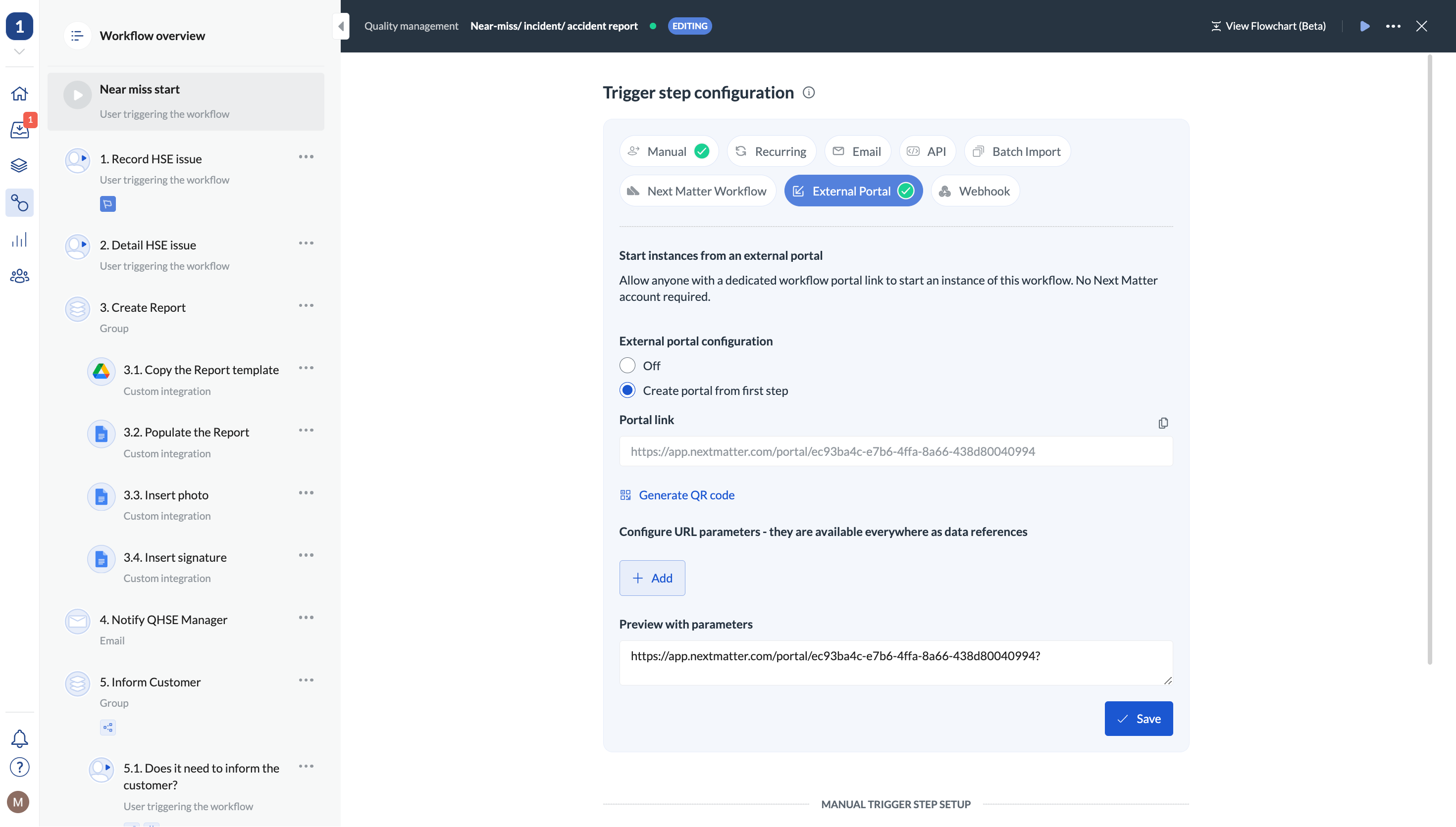 Make sure incidents are always logged and resolved so that quality is maintained.  Employees can start workflows on the go using an external portal!