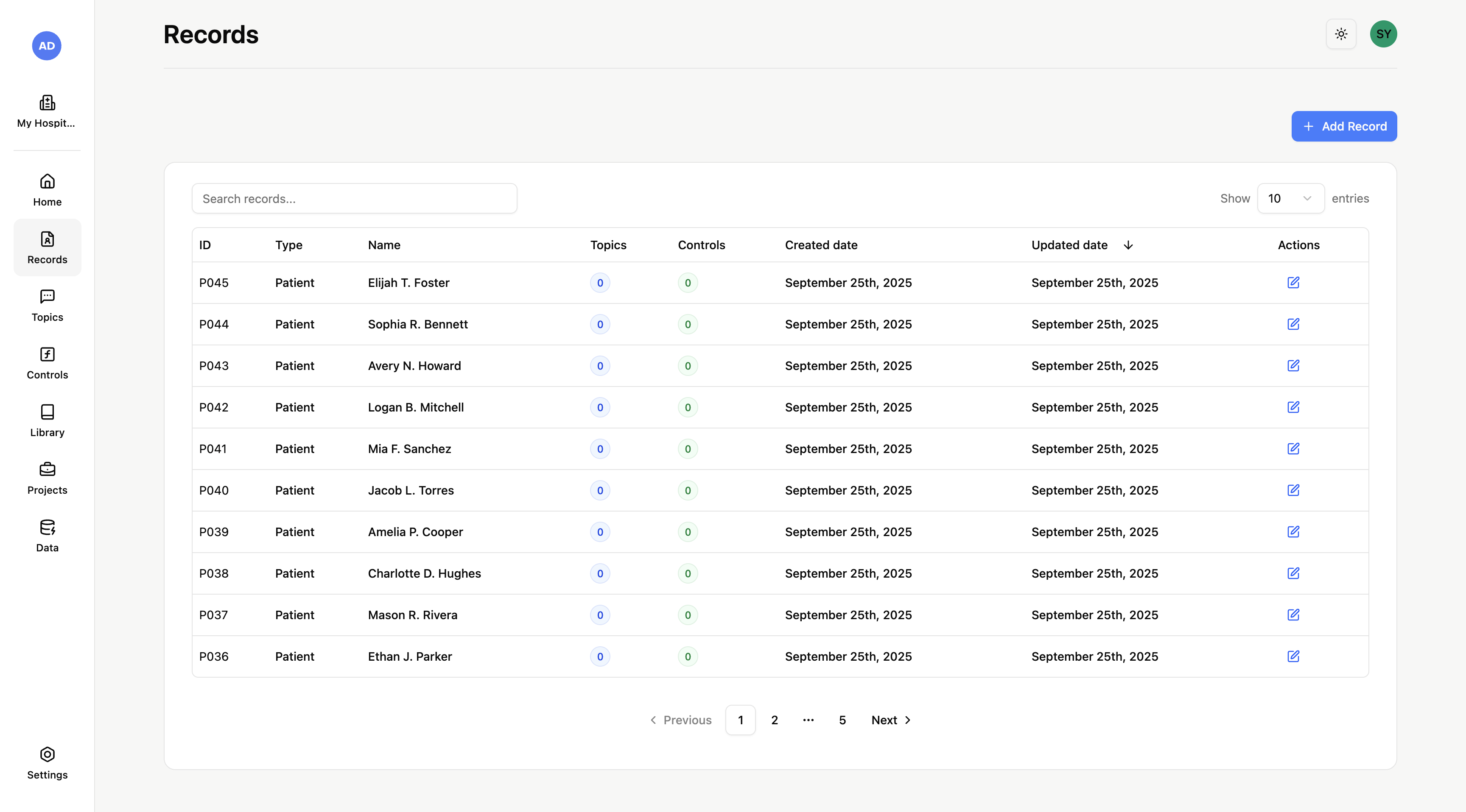 See the list of patients below that were automatically added through the integration with the EHR
