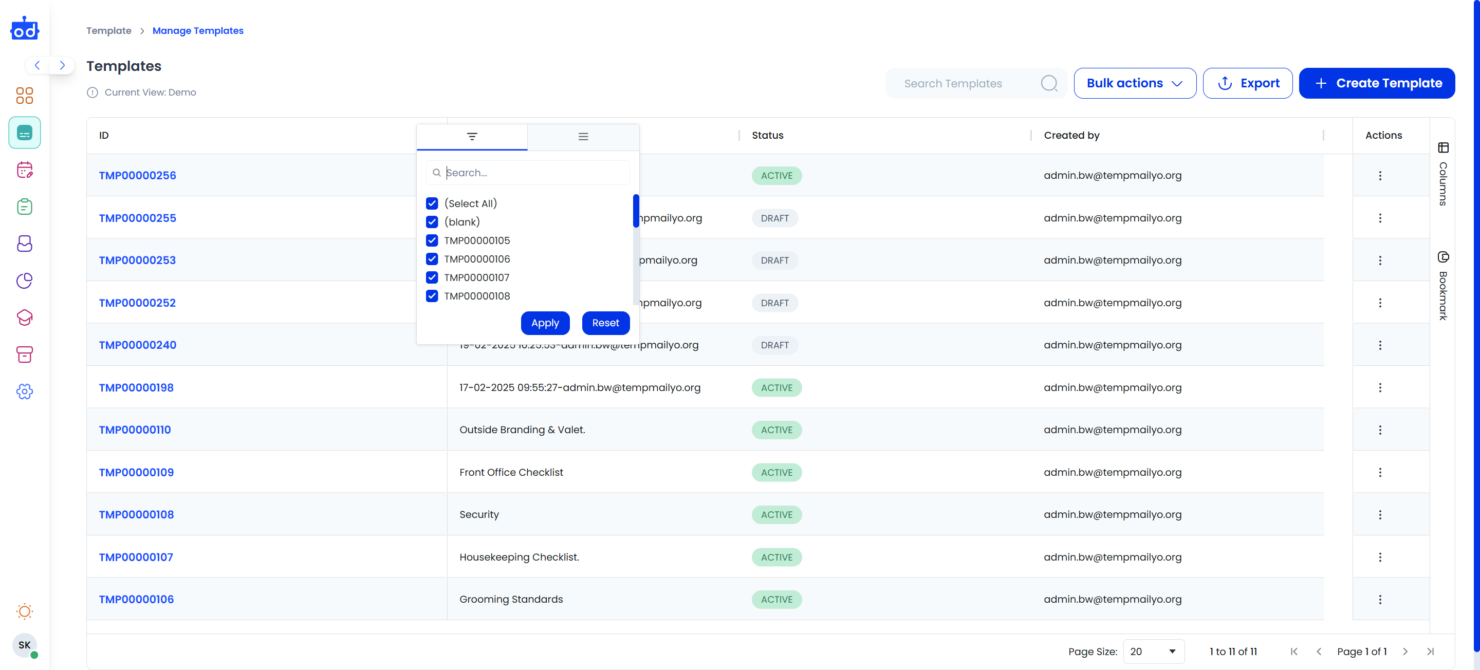 Choose any template from the list displayed.