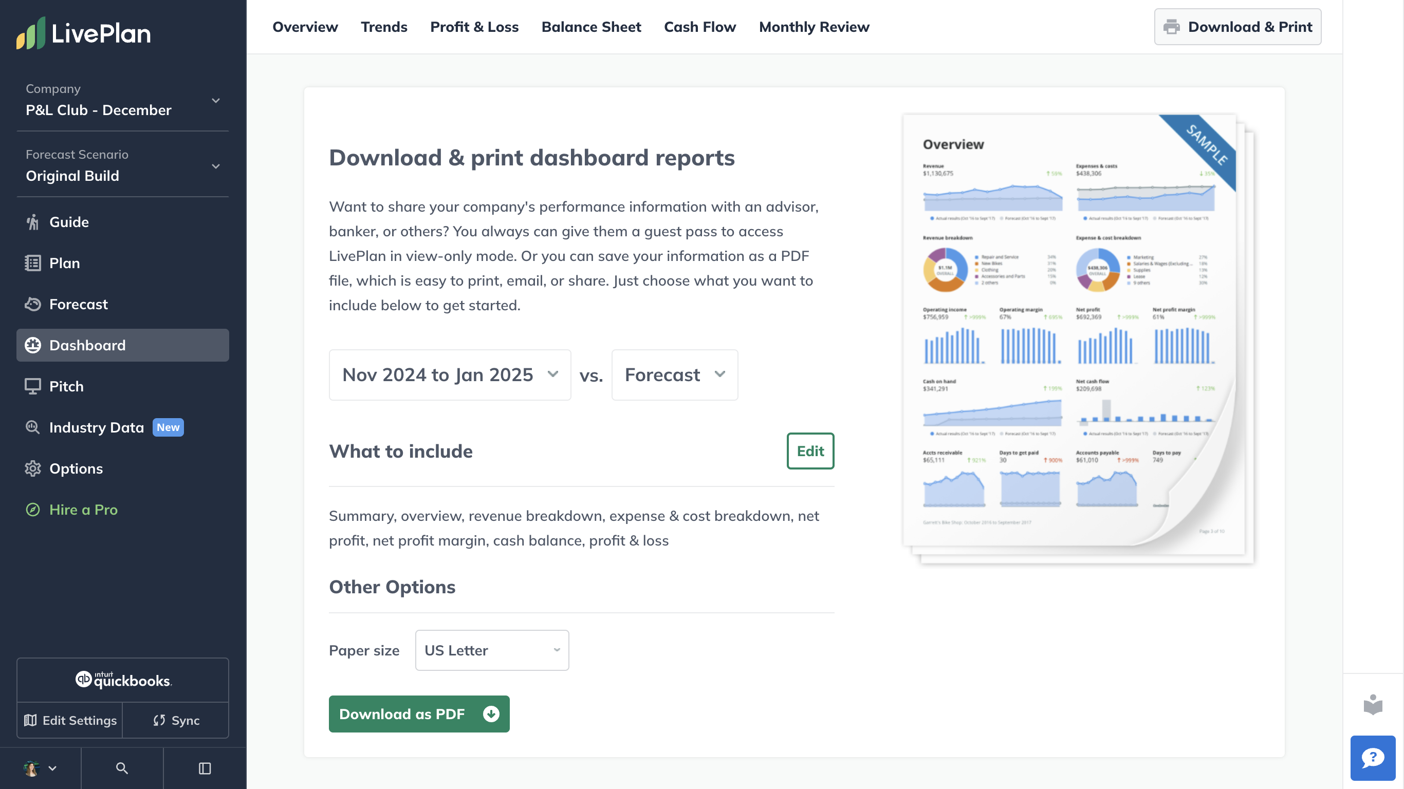 Present your performance in a way anyone can understand.

Download your dashboard report and monthly review in a PDF format to share with your board, clients, or management team.