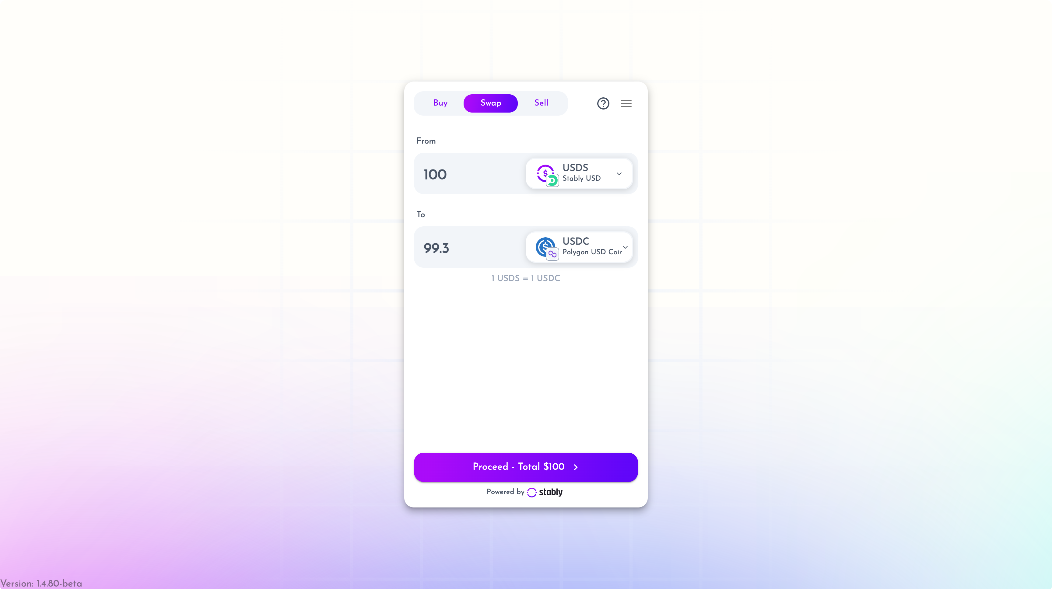 Select the network & asset you want to swap from