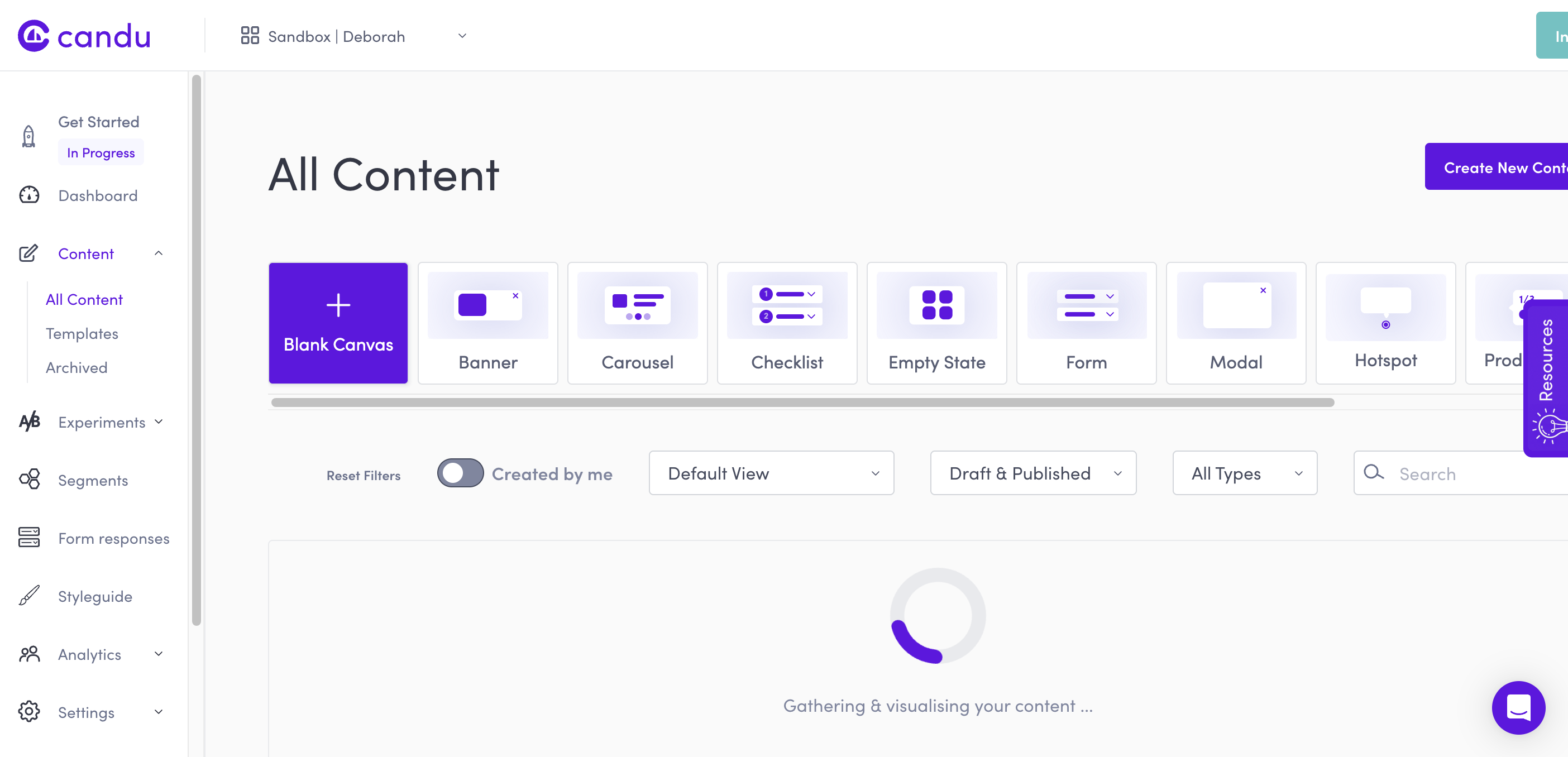 Click Create New Content 