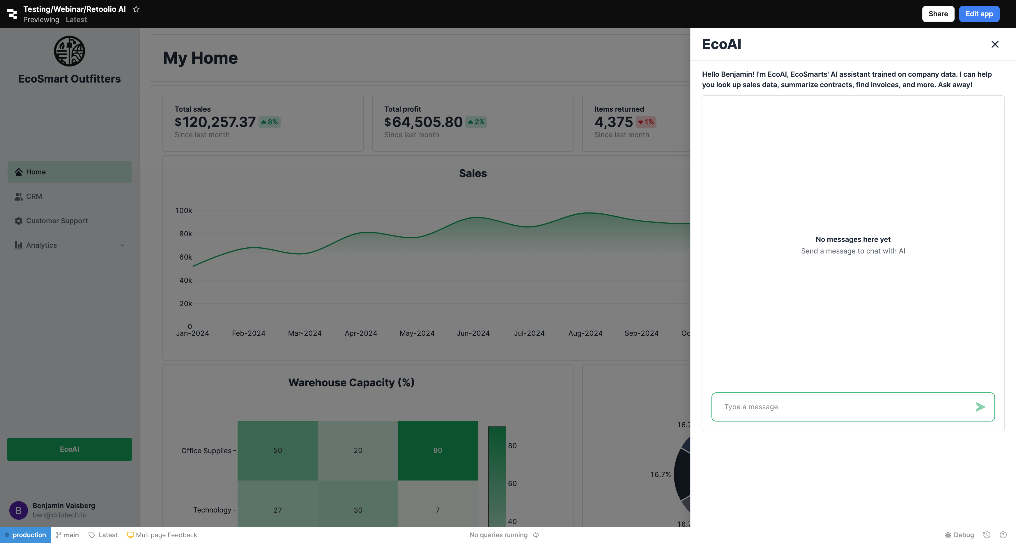 You can ask for data insights or summaries on the fly