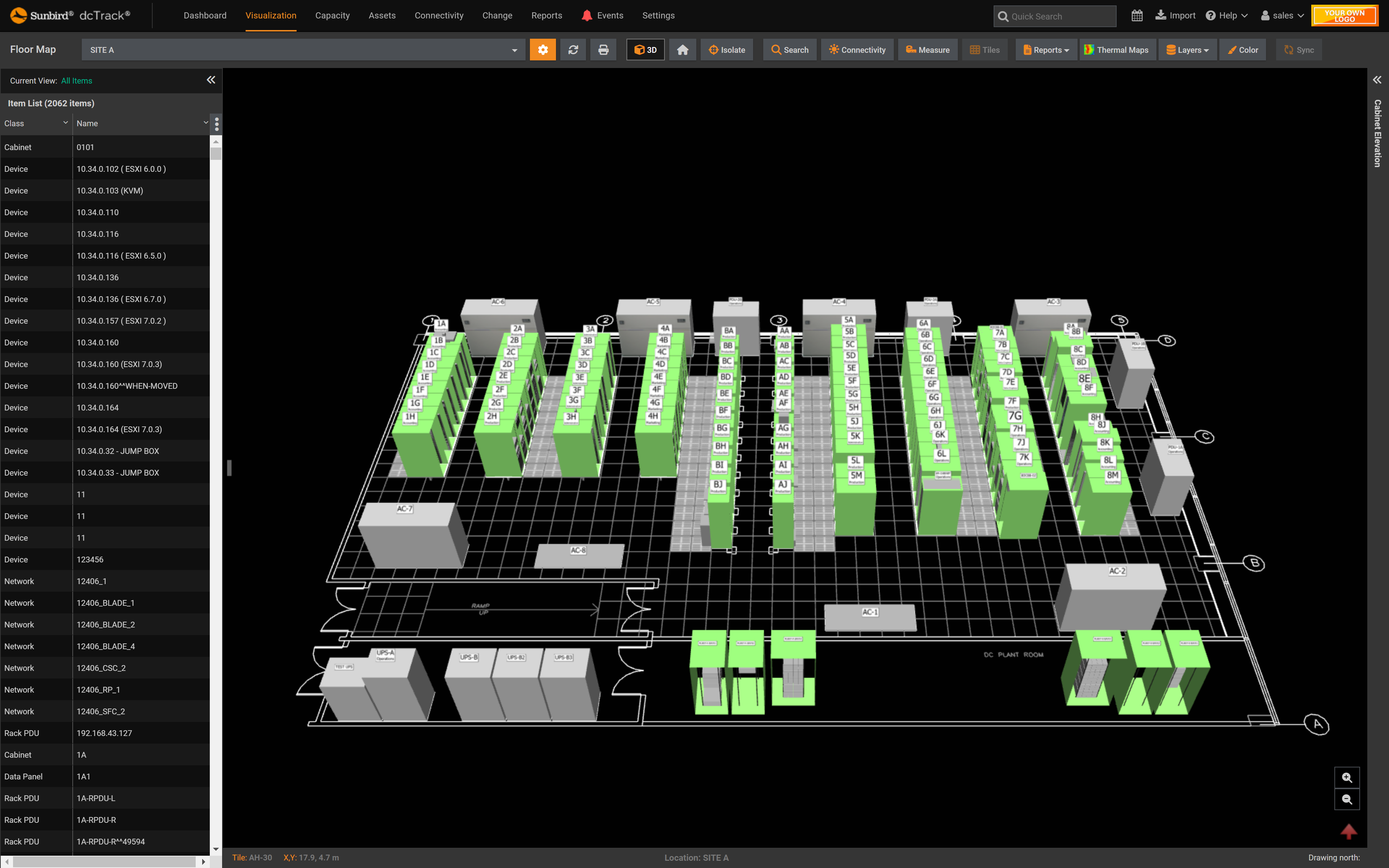 This is dcTrack, our data center management tool for asset, capacity, and data/power connectivity planning. It tracks, models, and visualizes your data center infrastructure, providing the information you need to get the most out of your existing resources.