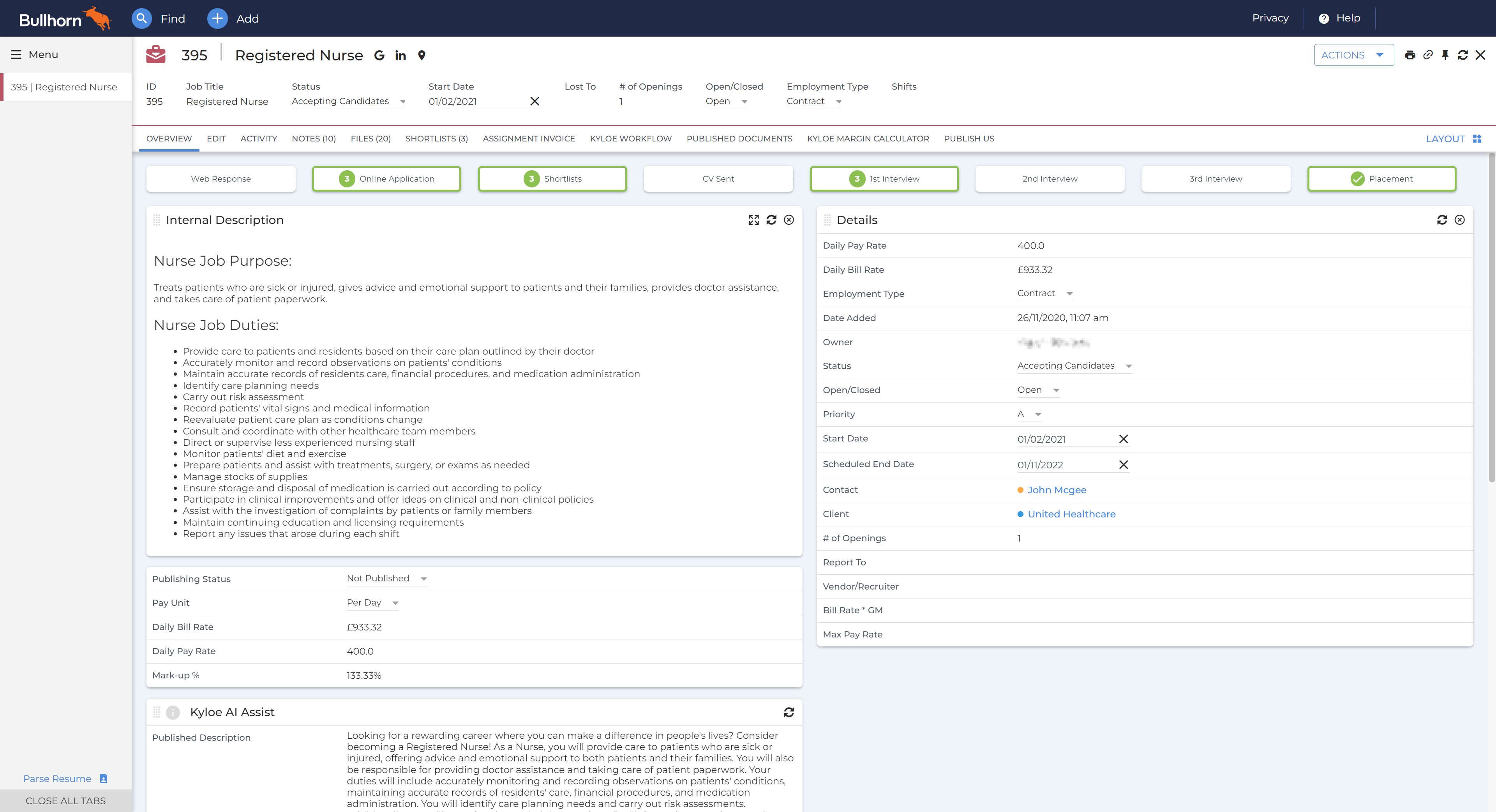 From the job record you'd like to generate the submission packet from, go to the "Actions" menu.