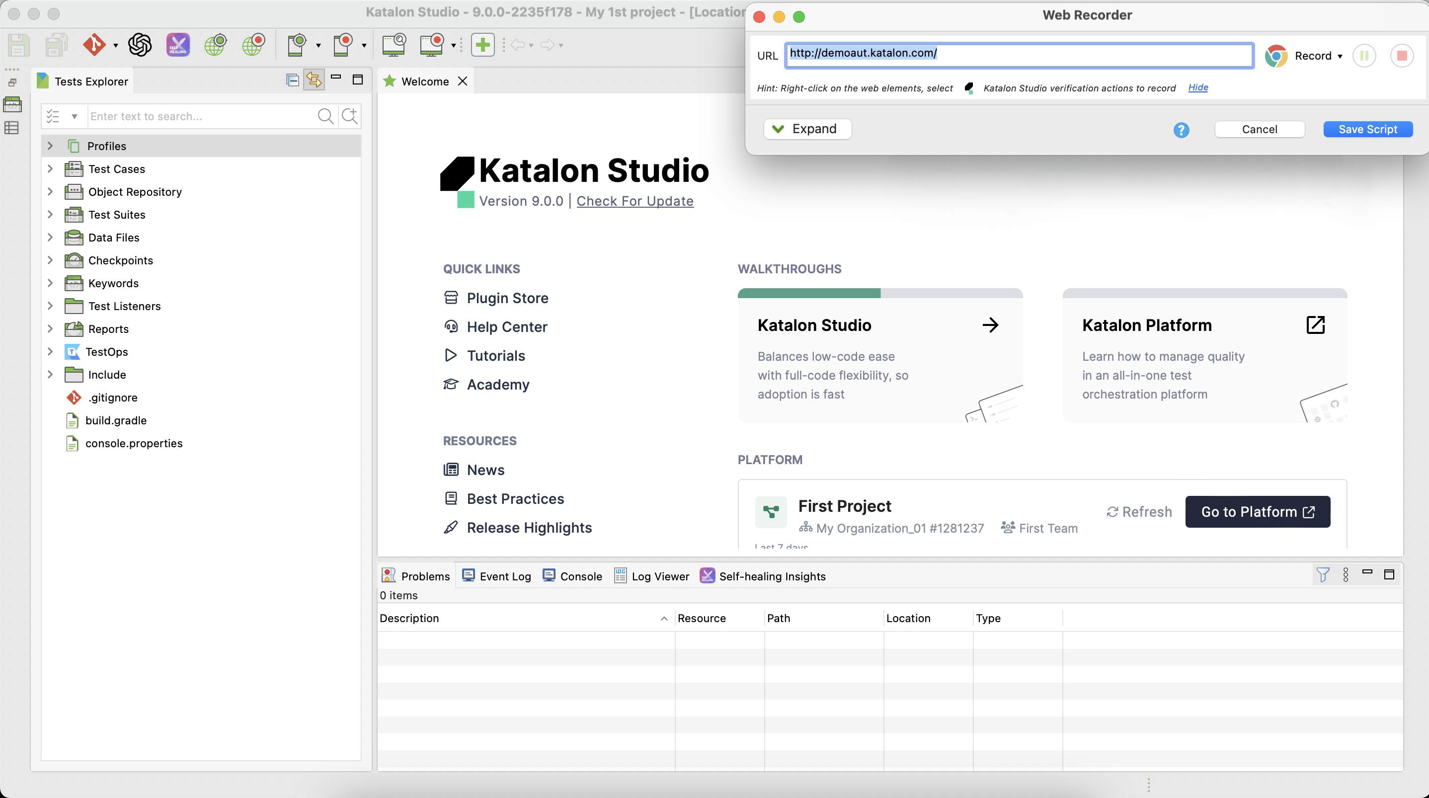 Select a browser & click record