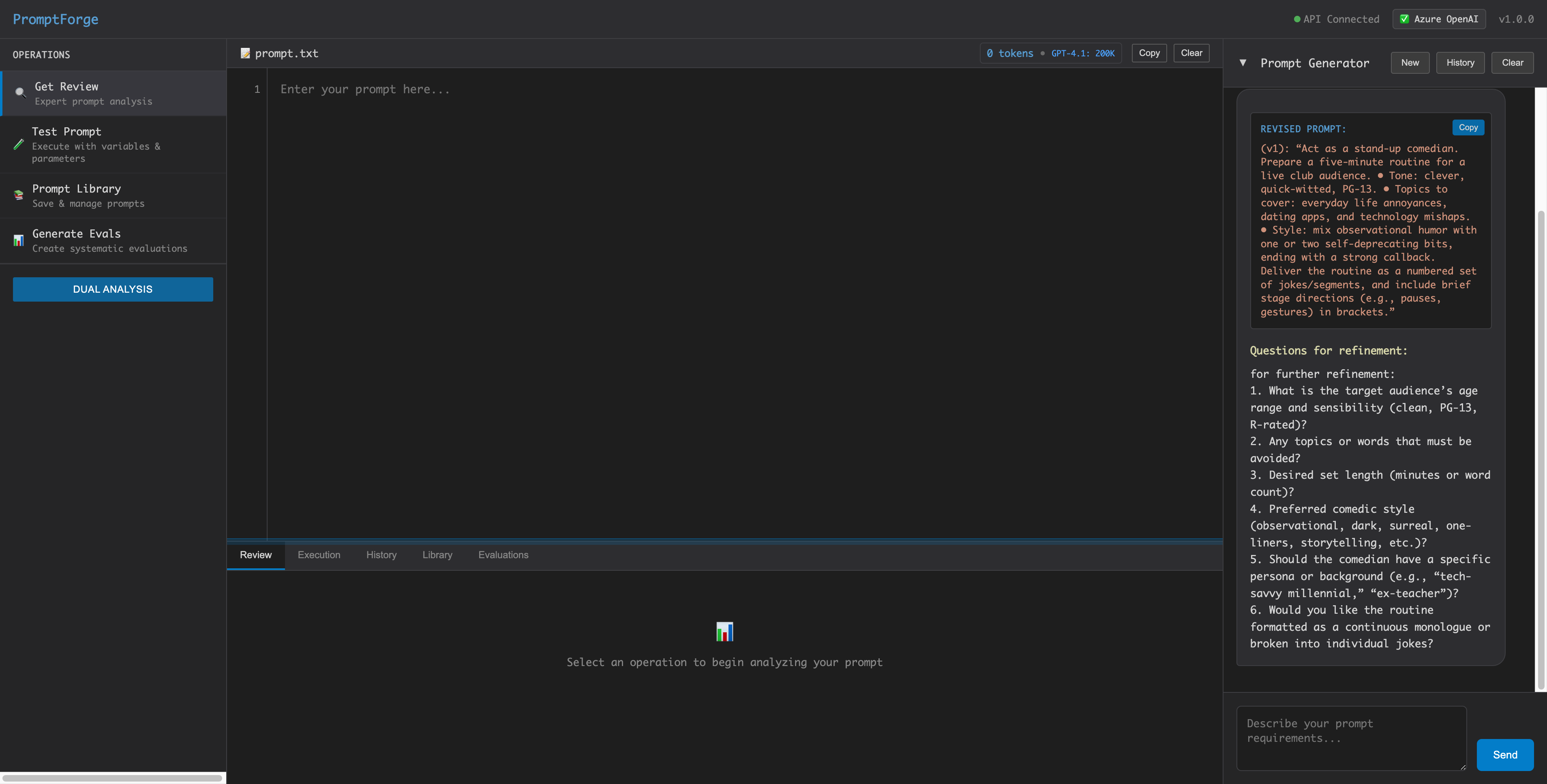 Quickly copy your improved prompt for seamless use in other tools or documents.
