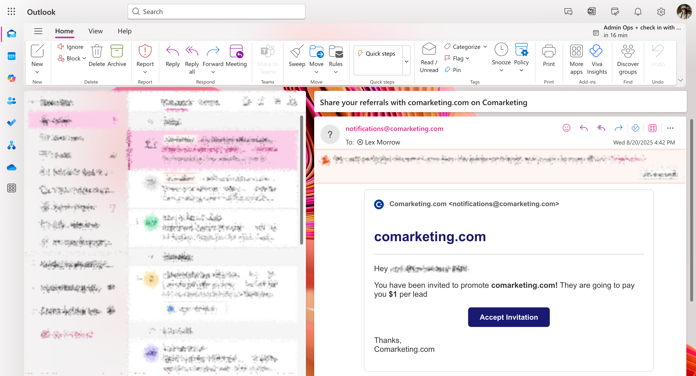 There are 2 ways to accept a promotion: Via **email** or **comarketing.com**.