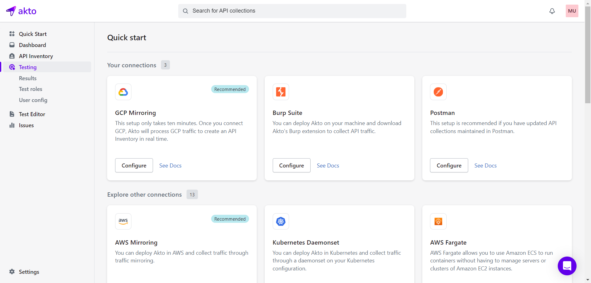 Click on "Testing" and select "Results" from dropdown list.