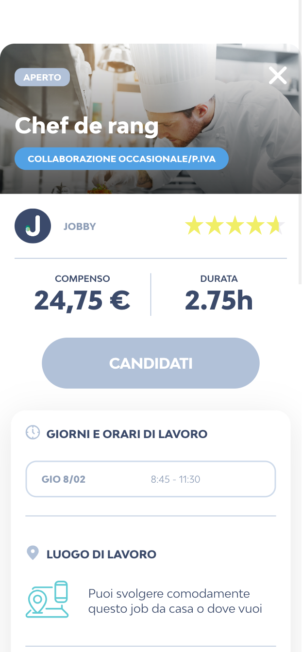 Per inviare la tua candidatura basterà premere il pulsante.