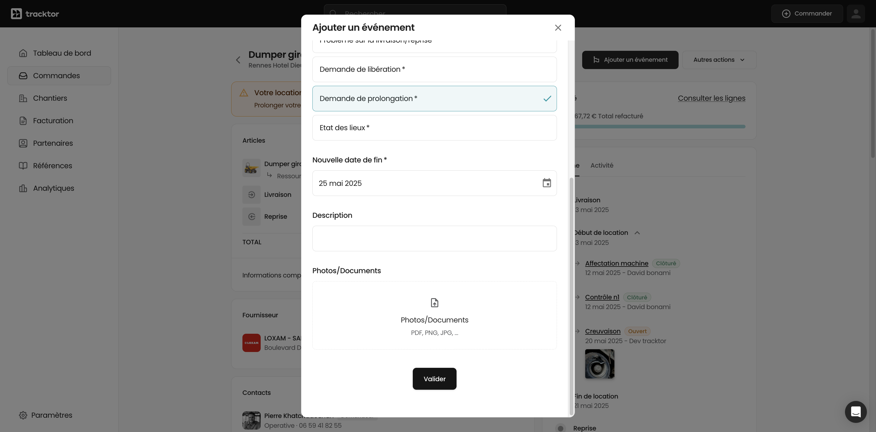 Finalisez votre demande en cliquant sur **Valider**