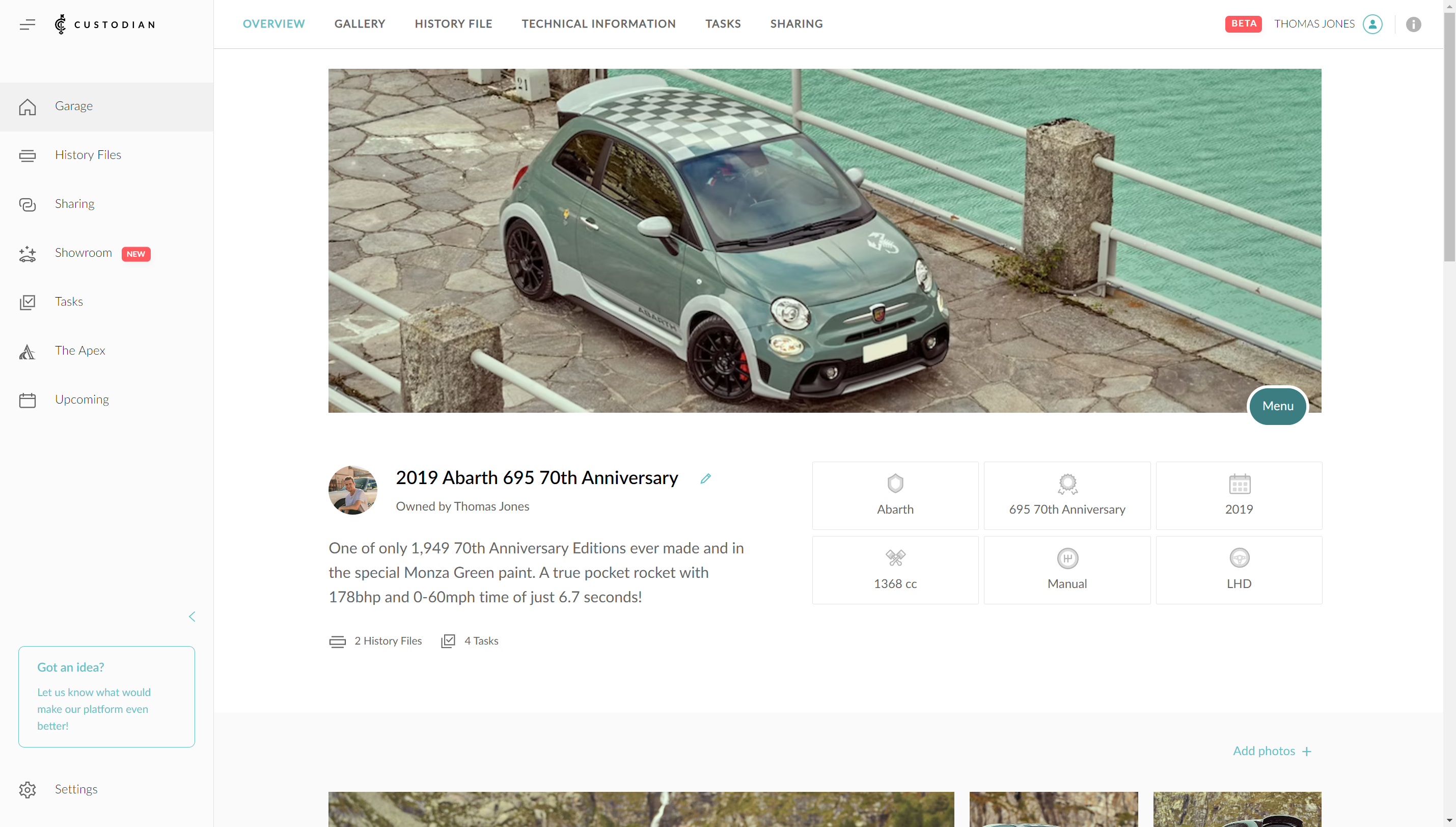 Open the car action menu