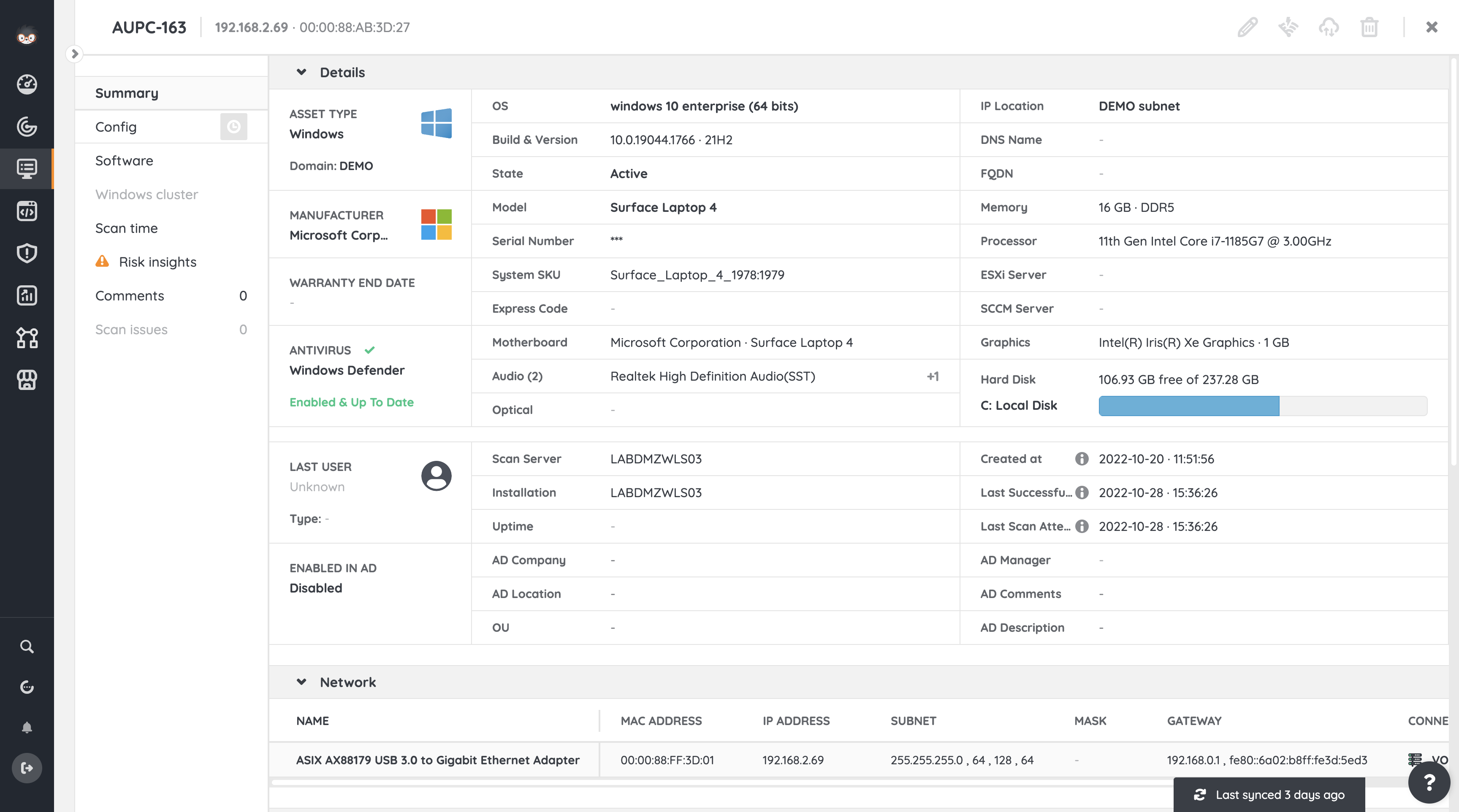 Inspect detailed hardware, software, user, and configuration data for any device at a moment's notice.