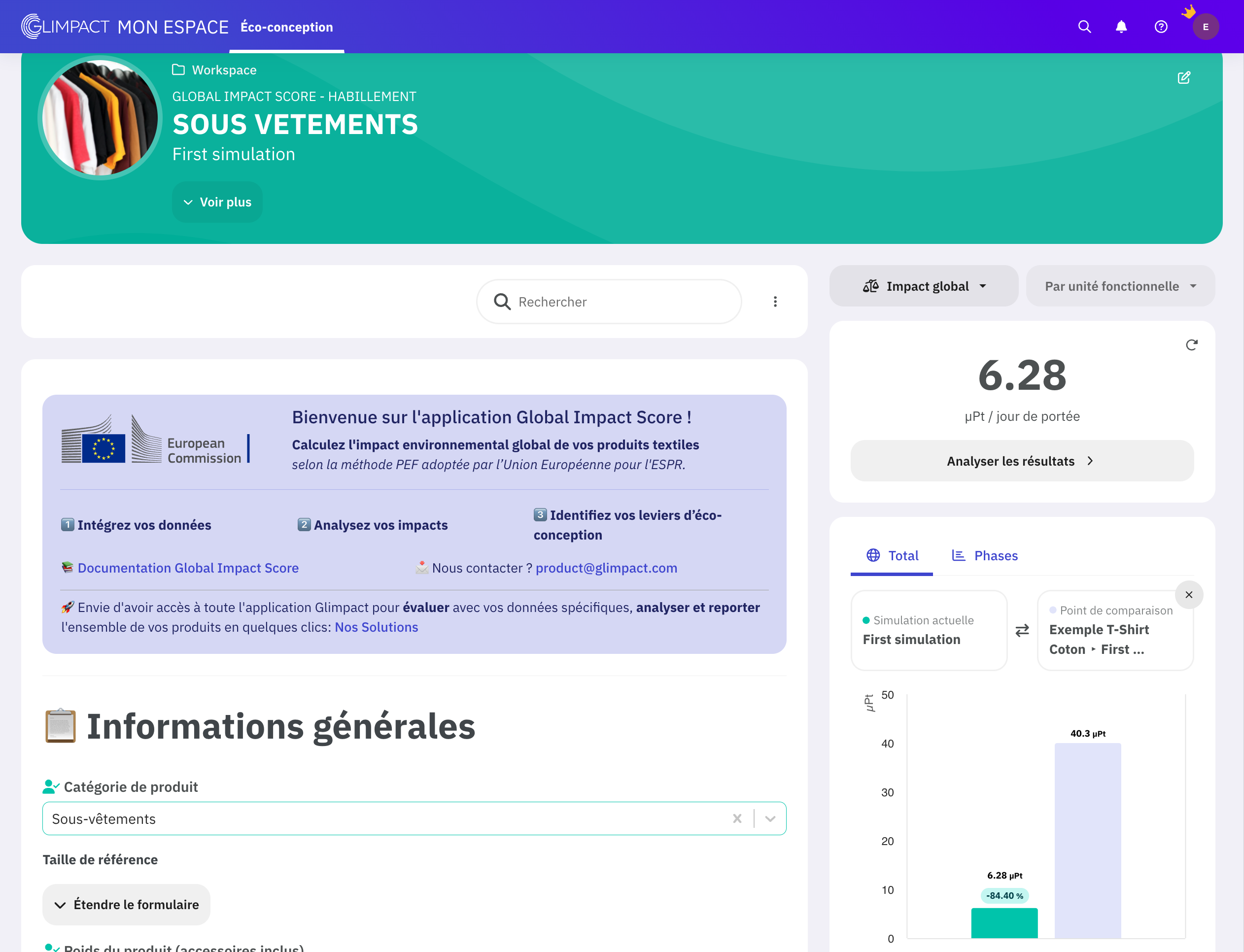 Comparez les produits en fonction de leur impact total ou par étapes du cycle de vie