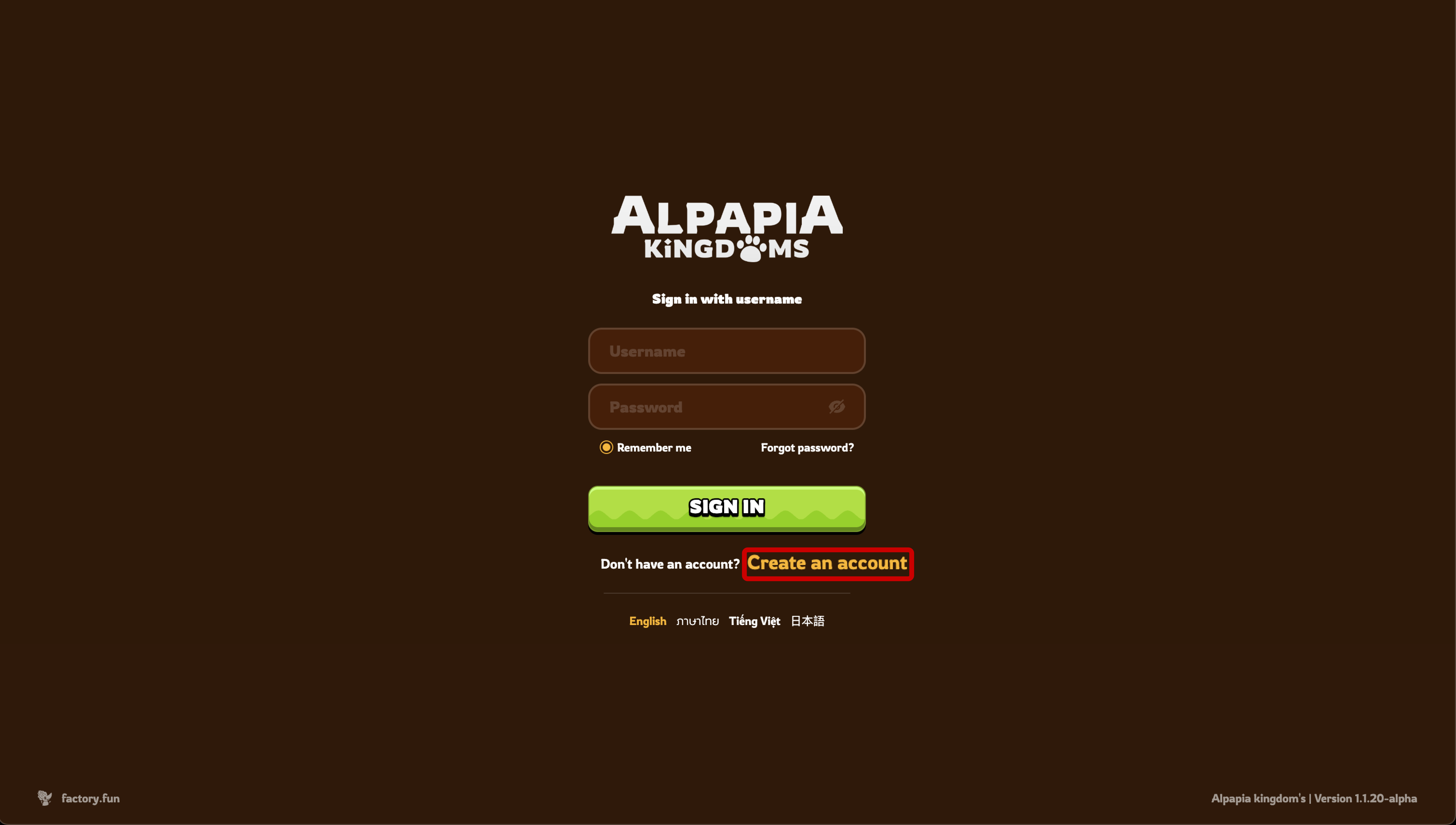 Click on "Create an account"
