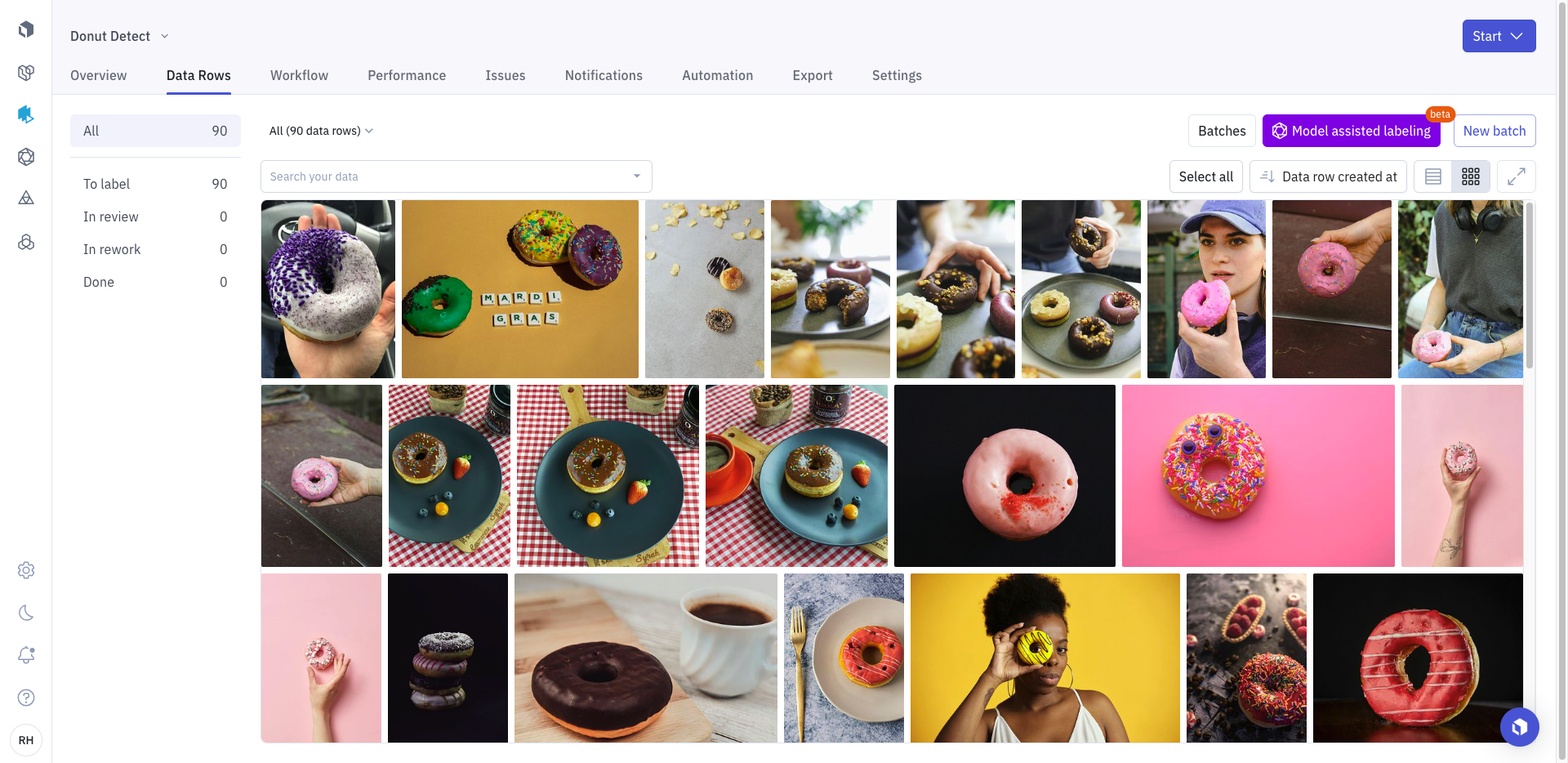 Start here to initiate model-assisted labeling (MAL) to help you label donuts.