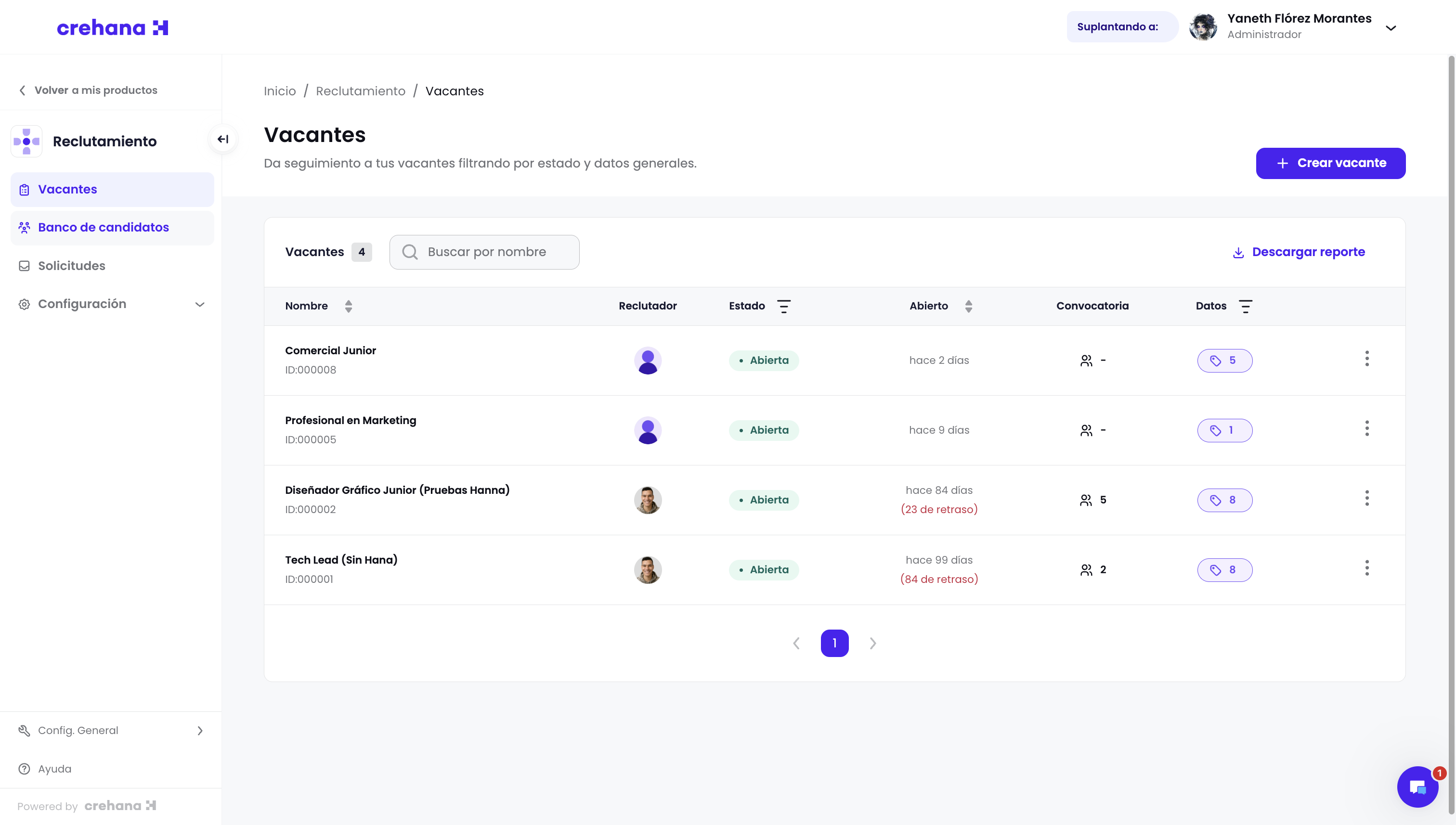 Accede al Banco de candidatos para gestionar postulantes.