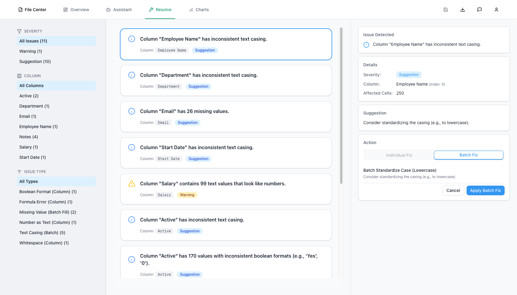 Easily review what’s wrong and see suggested fixes.
