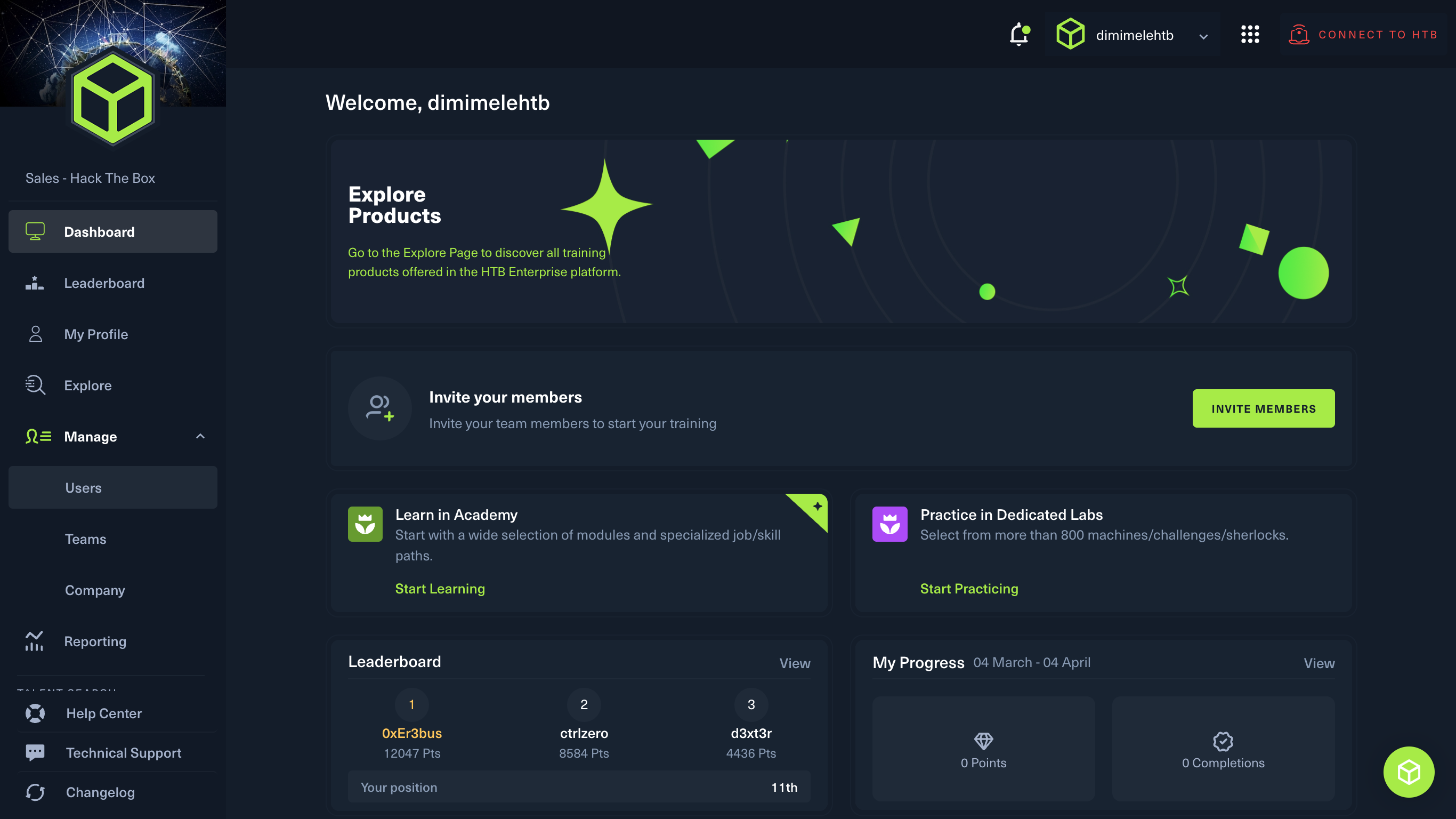 Navigate to the users management section