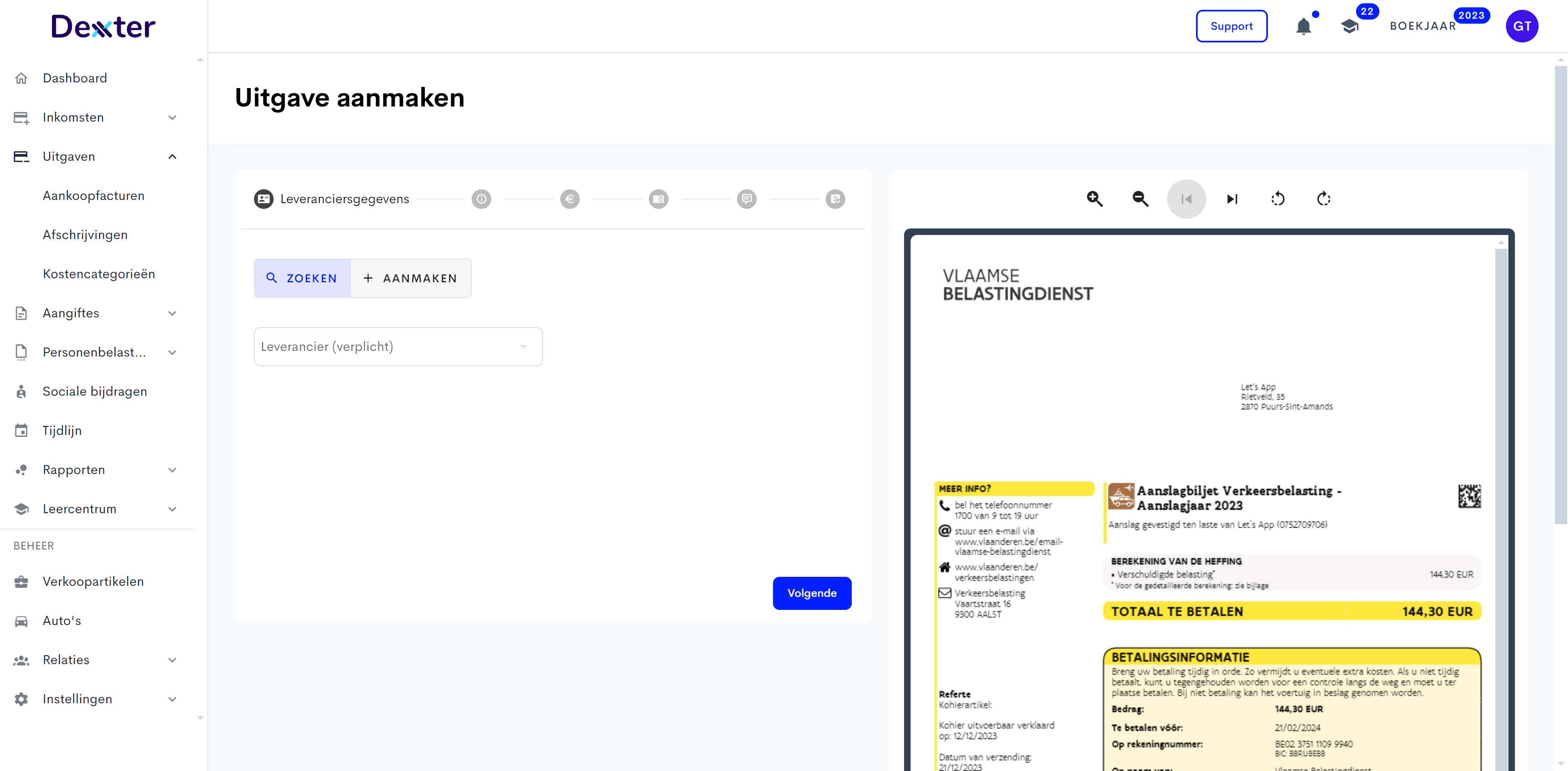 Eerst onze leverancier aanmaken.
