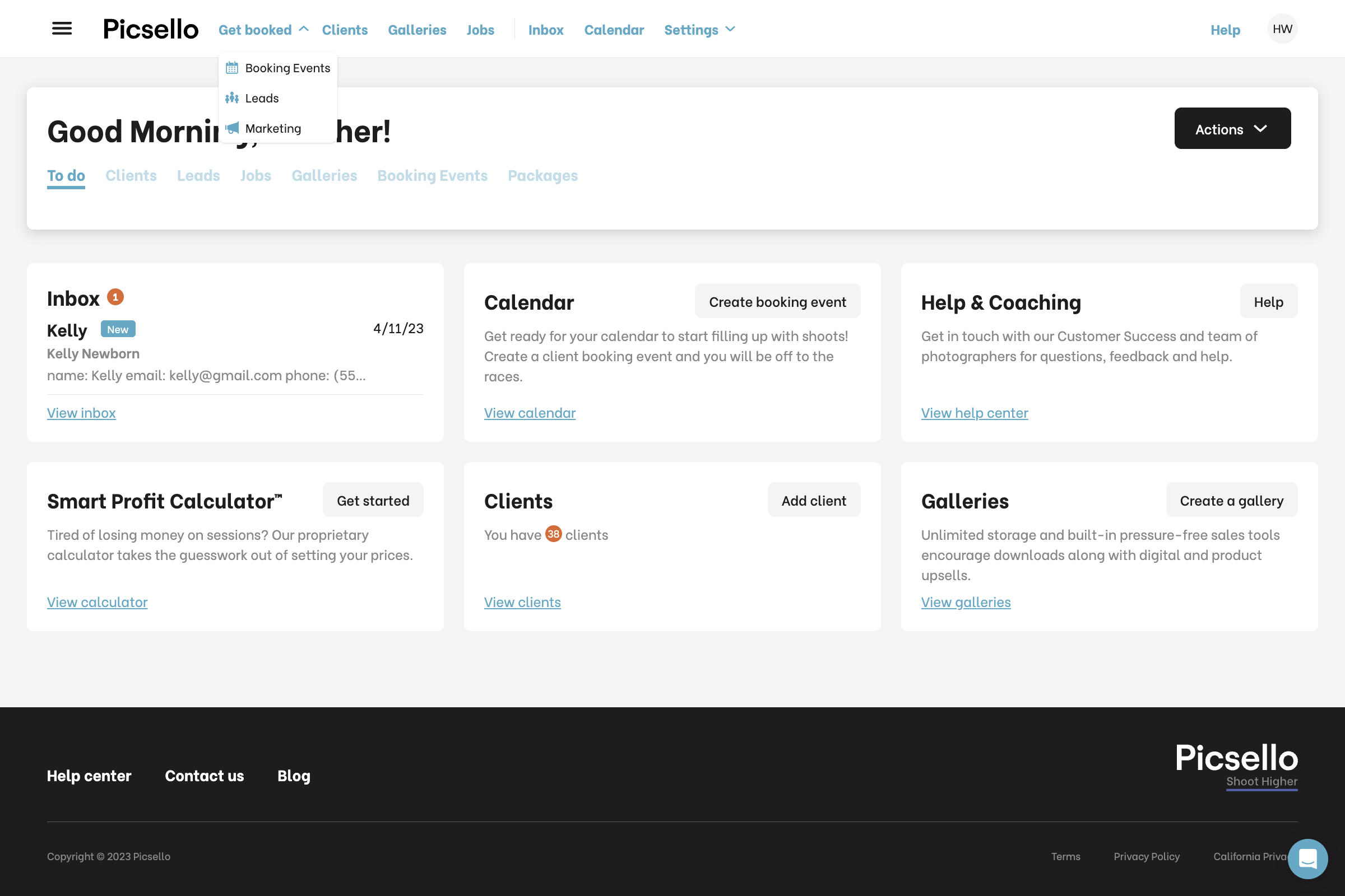 Click "Booking Events".